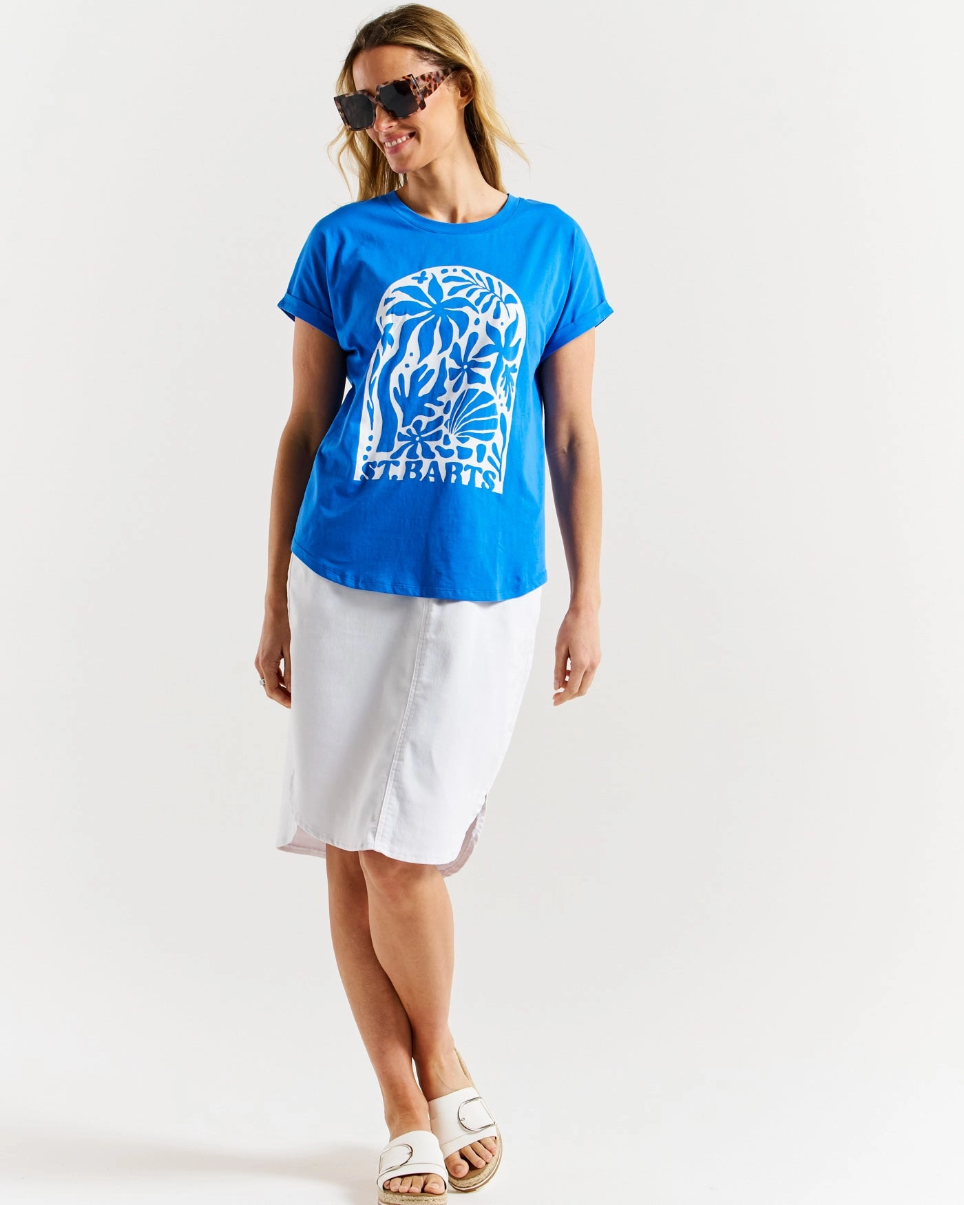 Betty Basics Hailey Short Sleeve Tee St. Palms Print