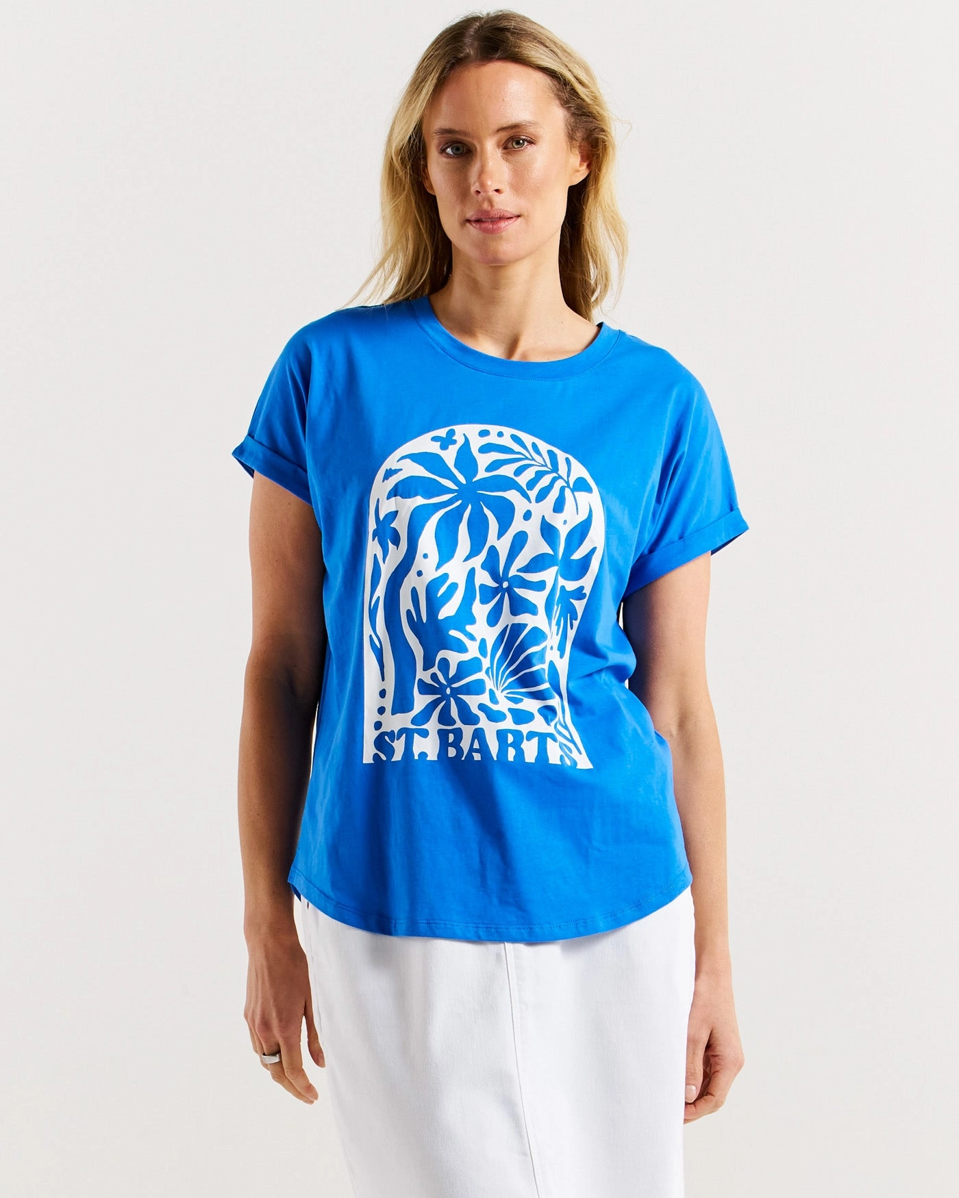 Betty Basics Hailey Short Sleeve Tee St. Palms Print