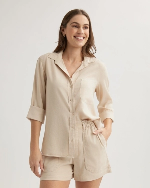 Callie Ruffle Short - Linen Sand