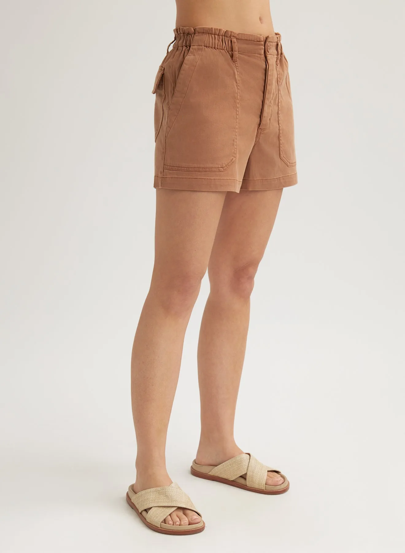 Callie Ruffle Short - Terracotta Brown
