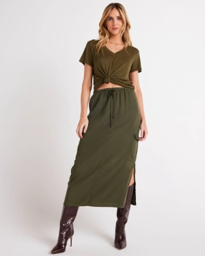 Cargo Midi Skirt - Italian Herb