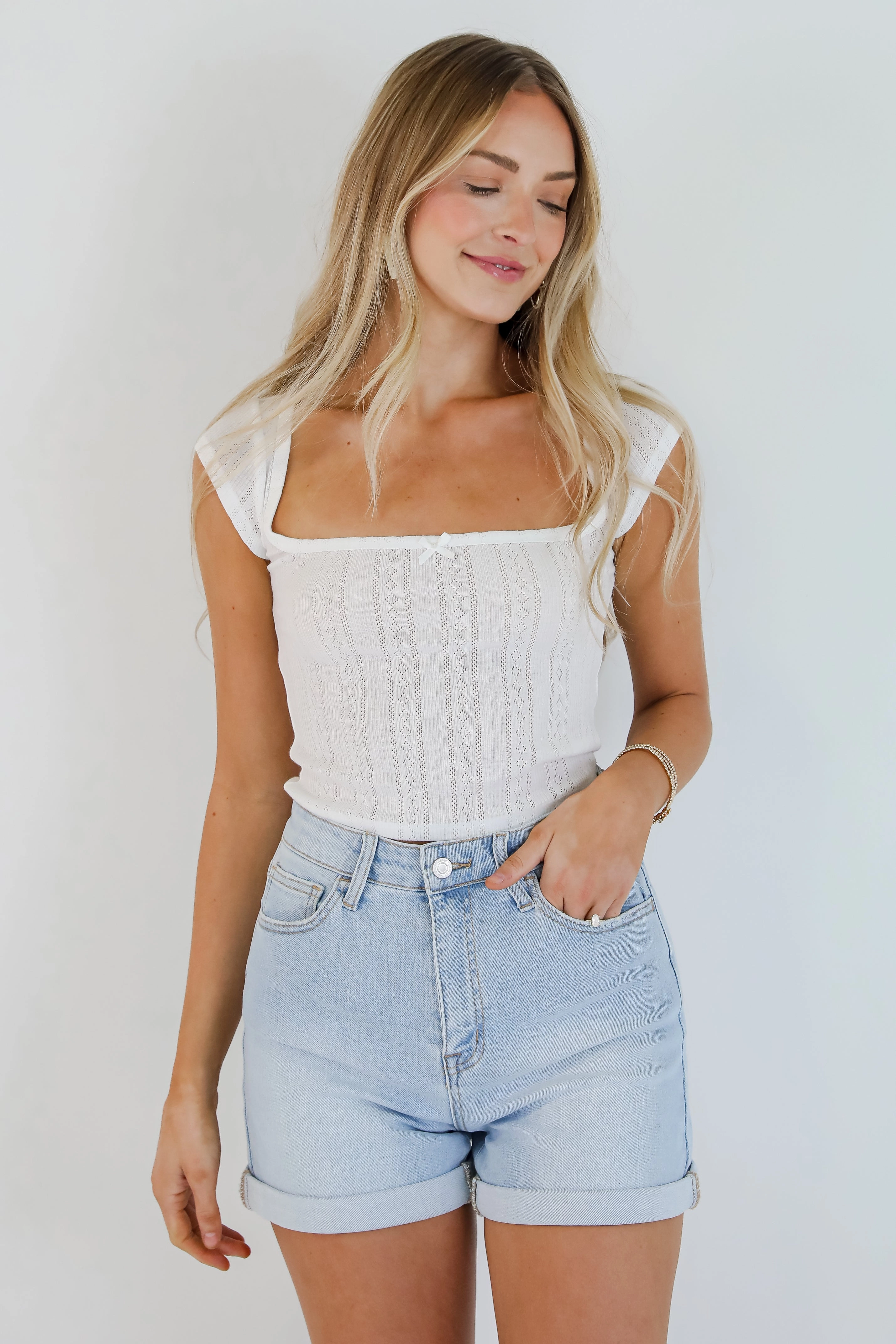 Conveniently Cute Pointelle Tee
