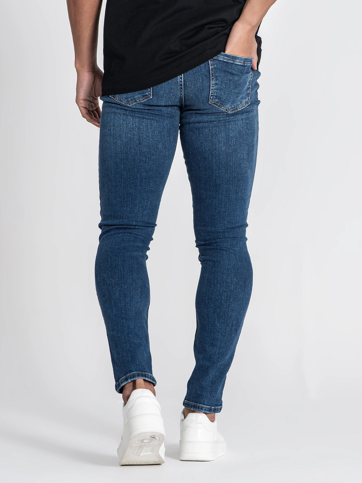 Dark Blue Core Ripped Slim Fit Jeans