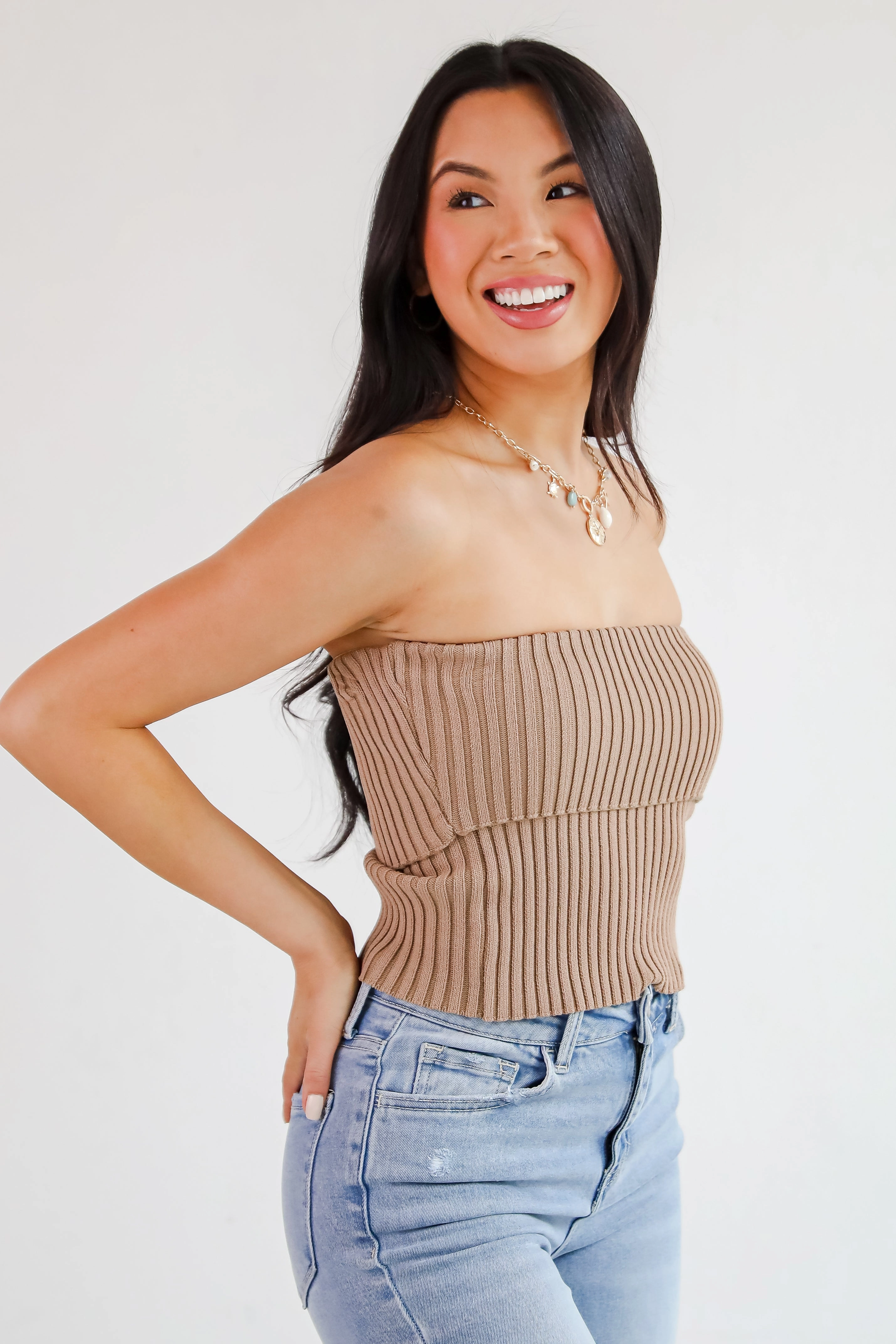 Effortless Escape Knit Strapless Top - DU DEAL