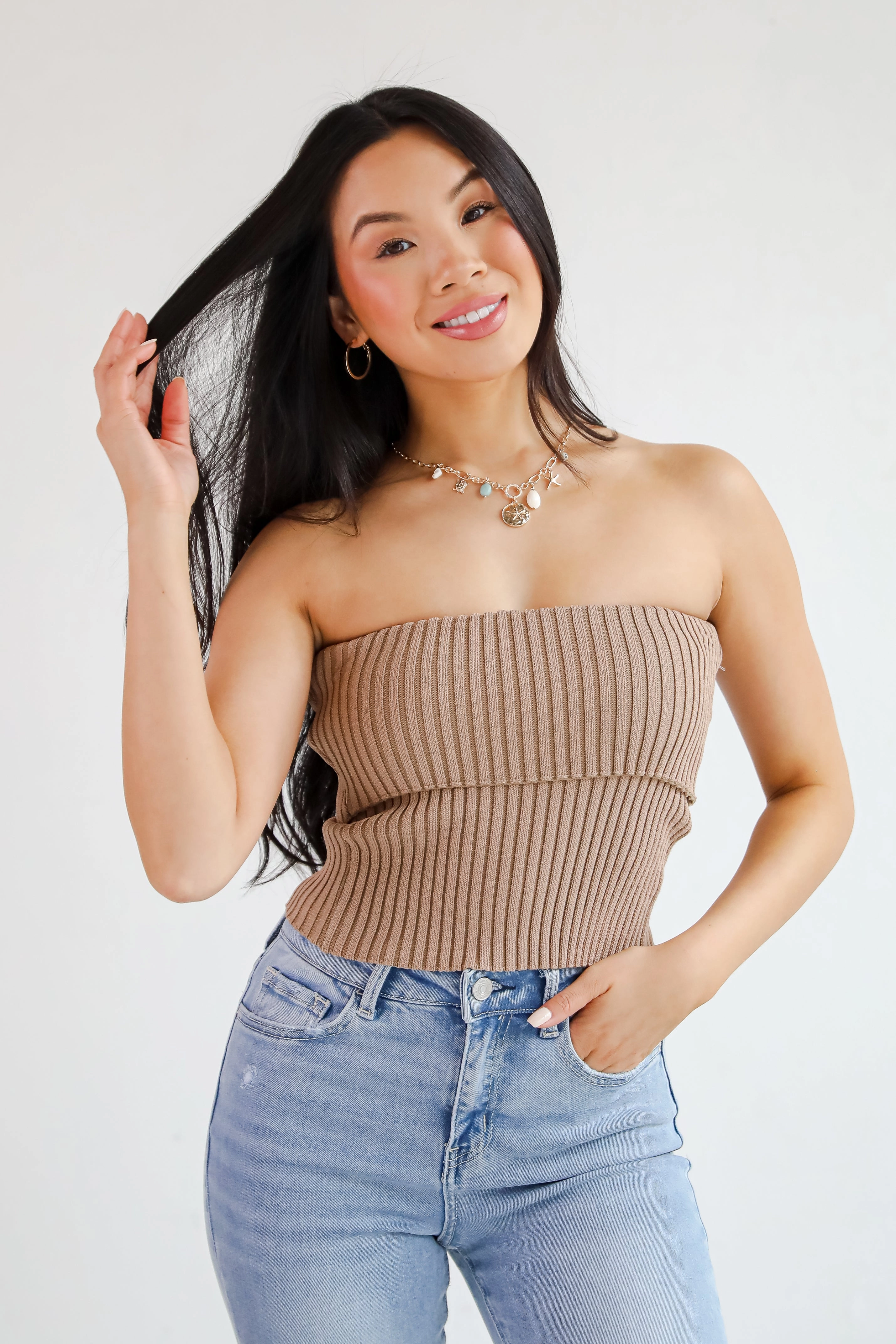 Effortless Escape Knit Strapless Top - DU DEAL