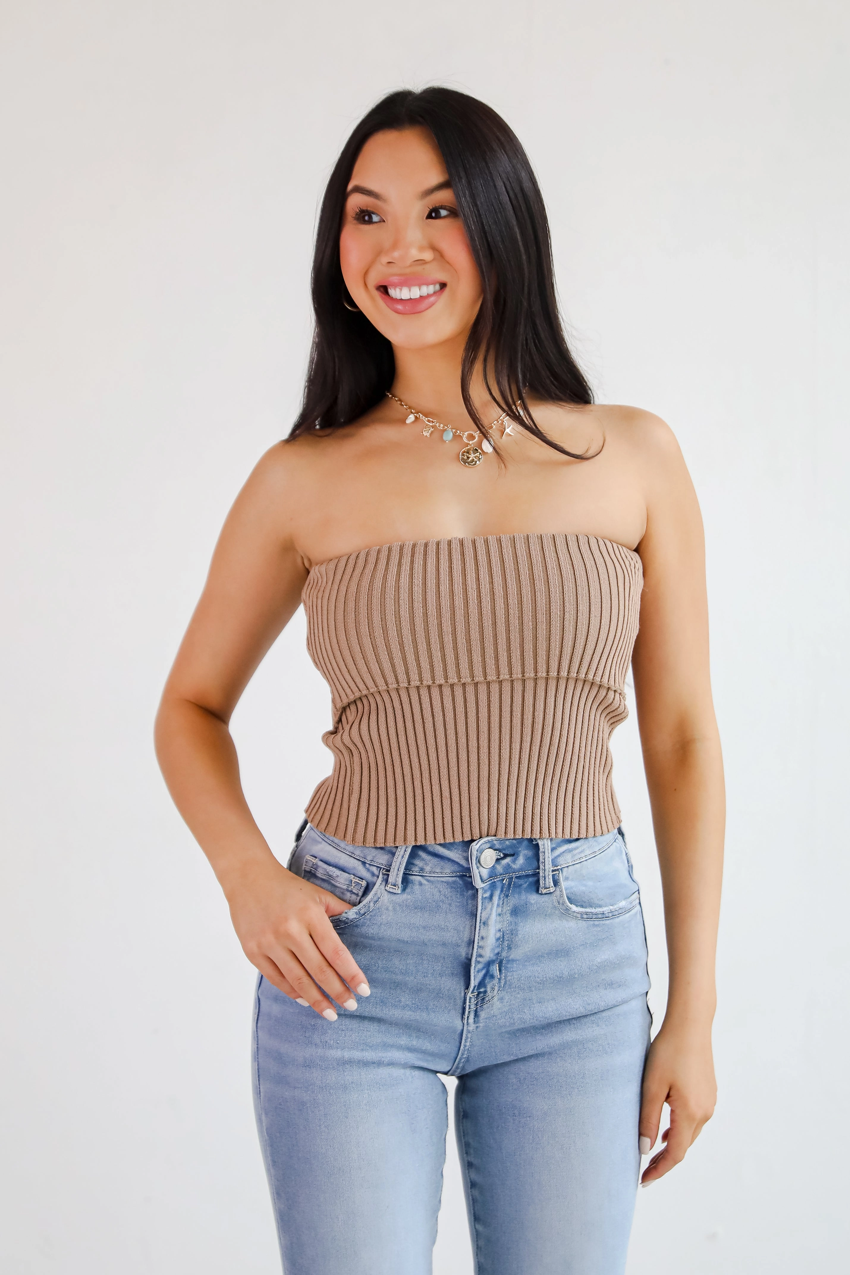 Effortless Escape Knit Strapless Top - DU DEAL