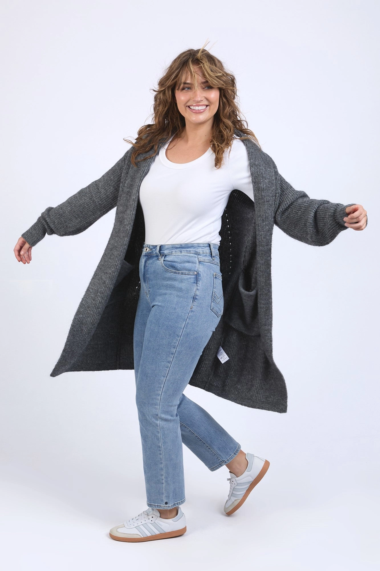 Elm Sylvie Longline Cardi Charcoal