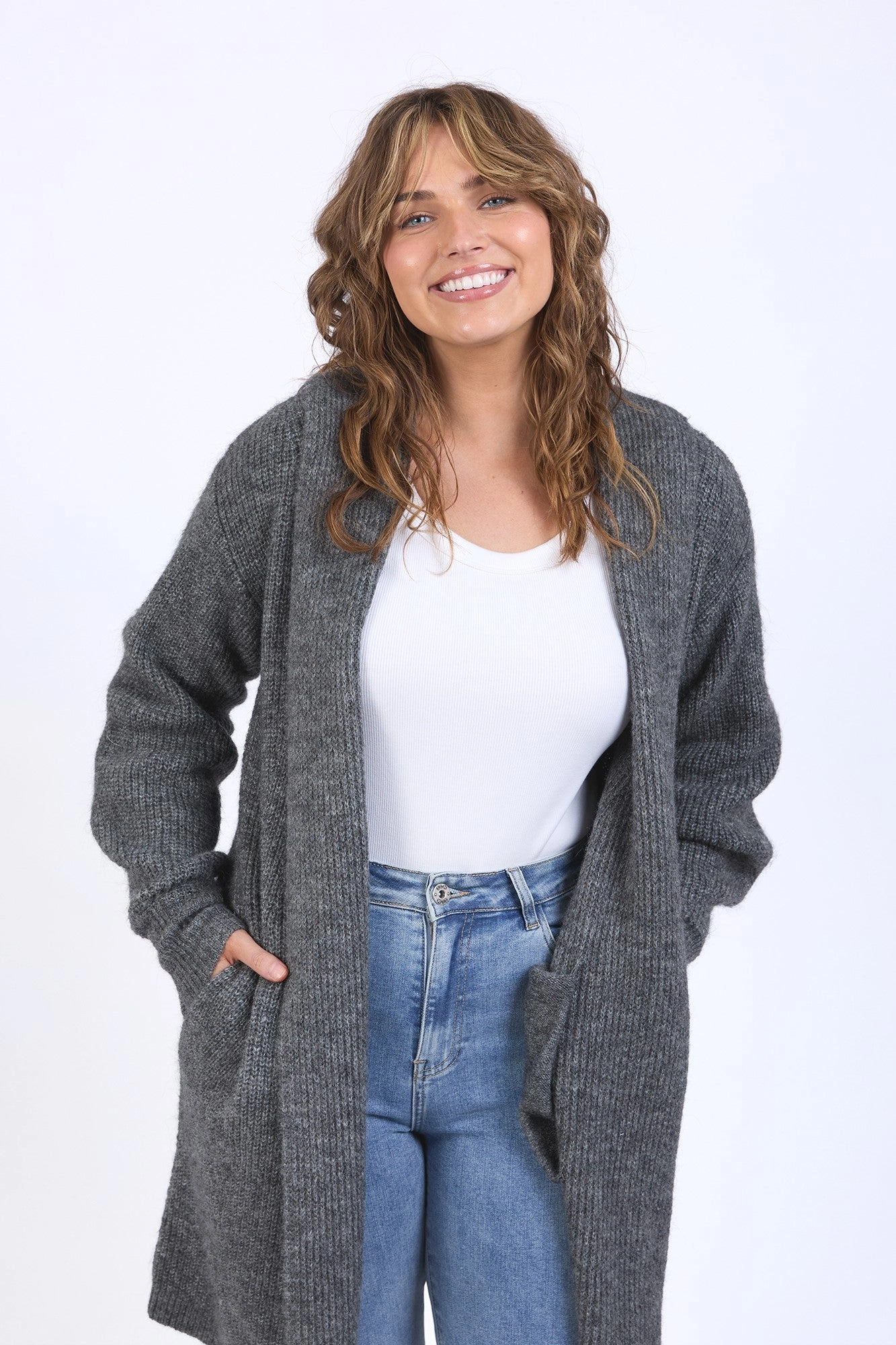 Elm Sylvie Longline Cardi Charcoal