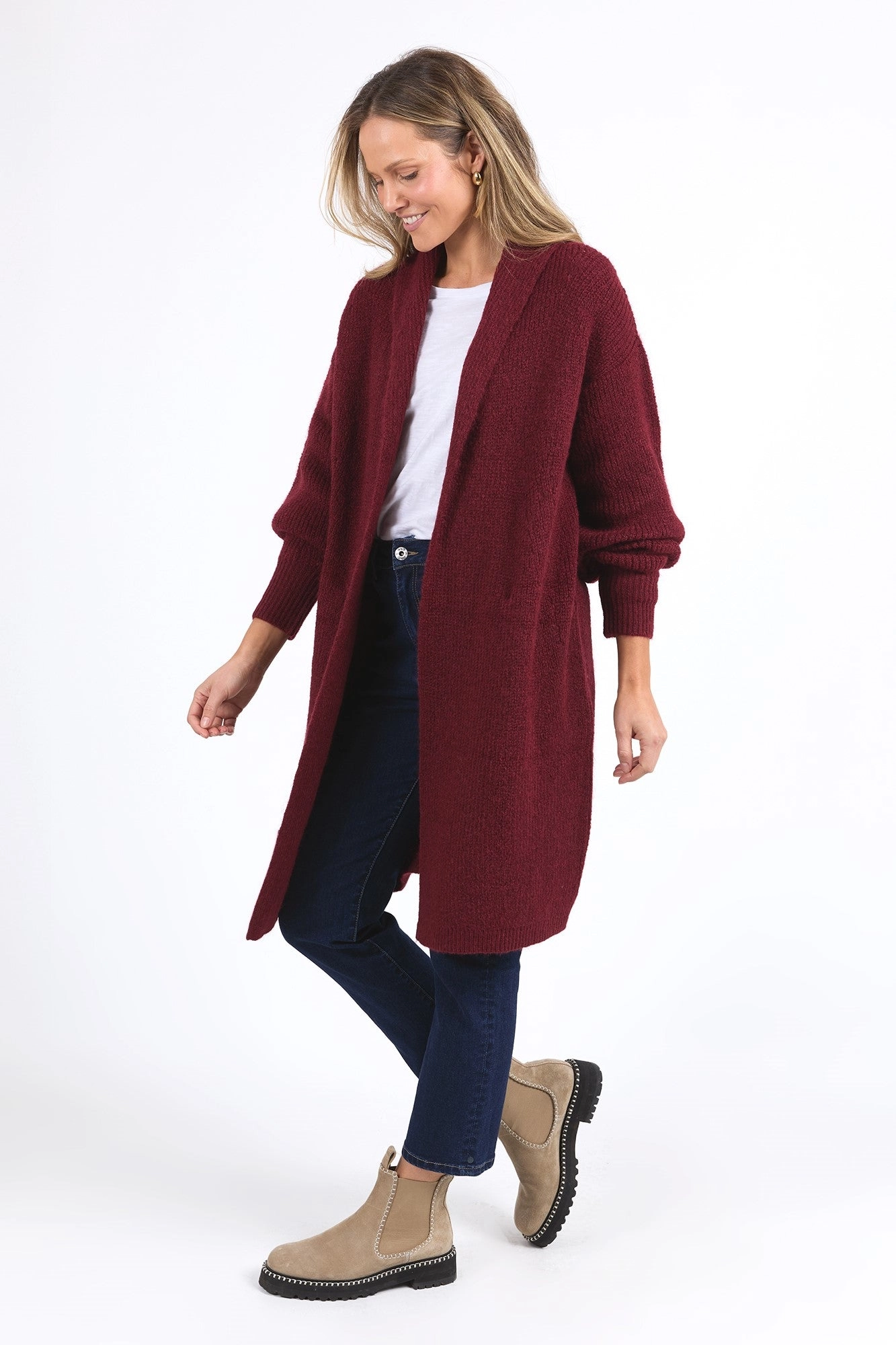 Elm Sylvie Longline Cardi Merlot