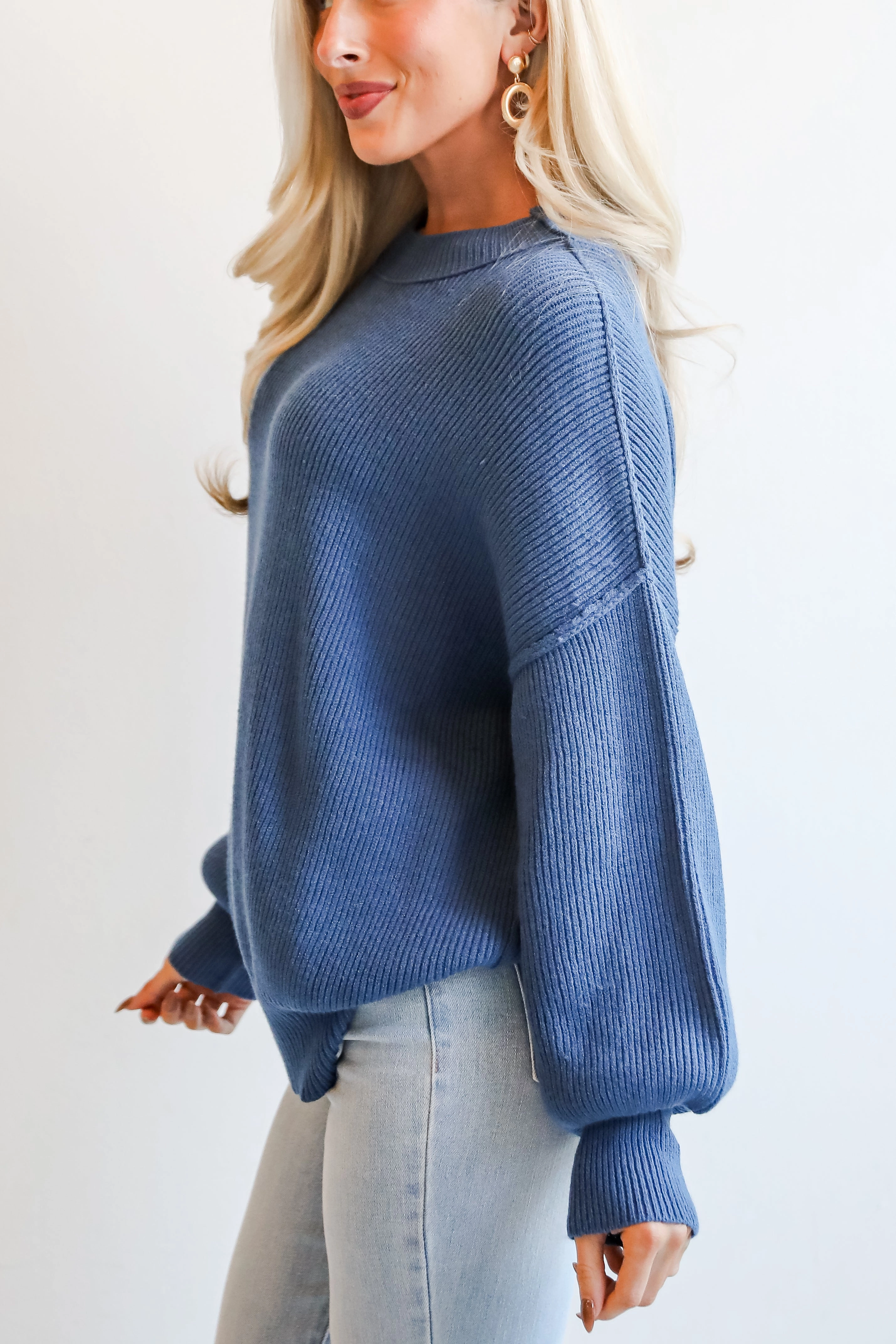 FINAL SALE - Curated Look Blue Oversized Sweater