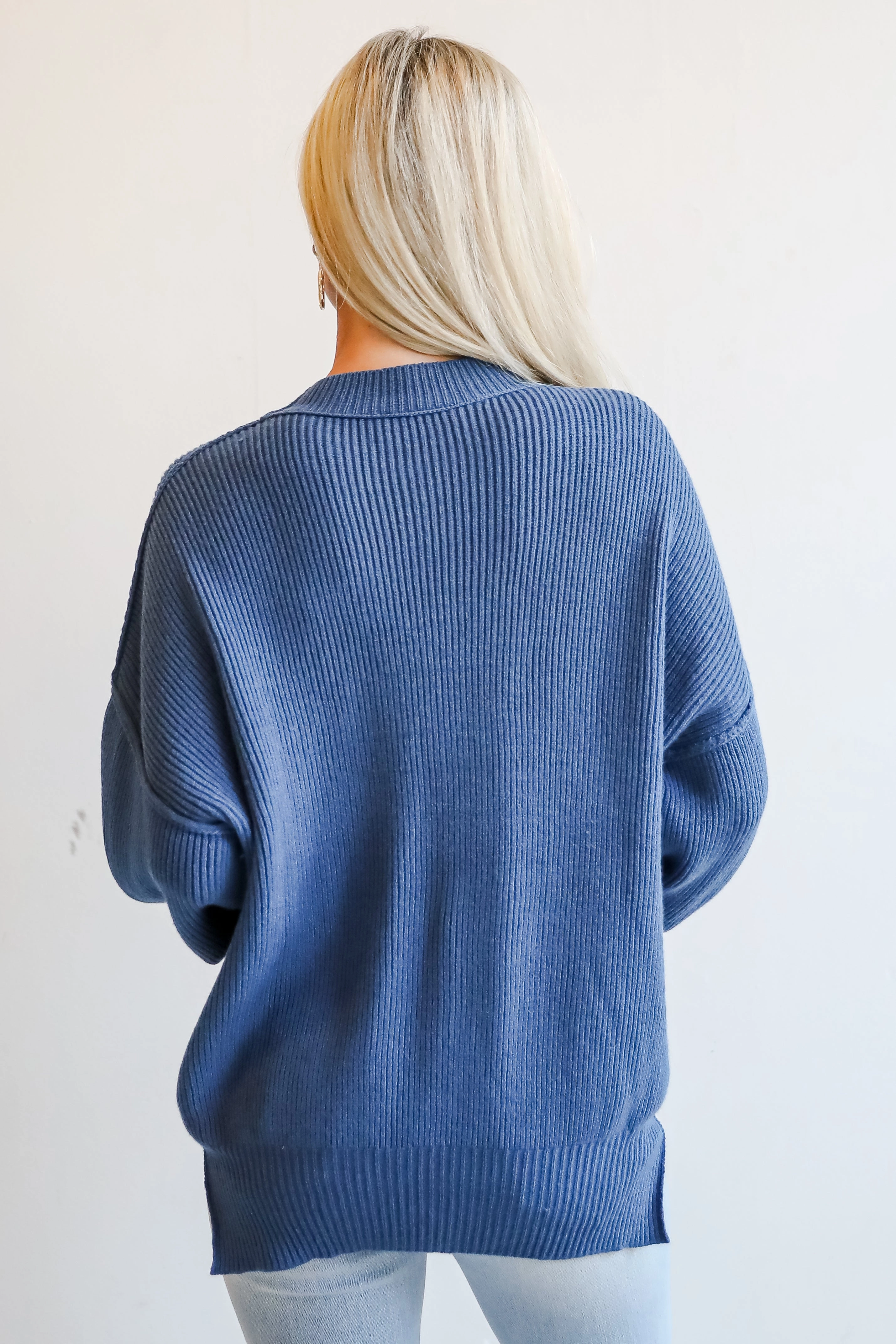FINAL SALE - Curated Look Blue Oversized Sweater