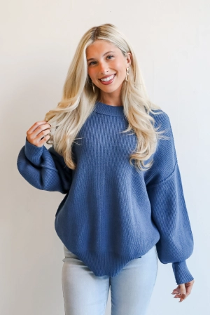 FINAL SALE - Curated Look Blue Oversized Sweater