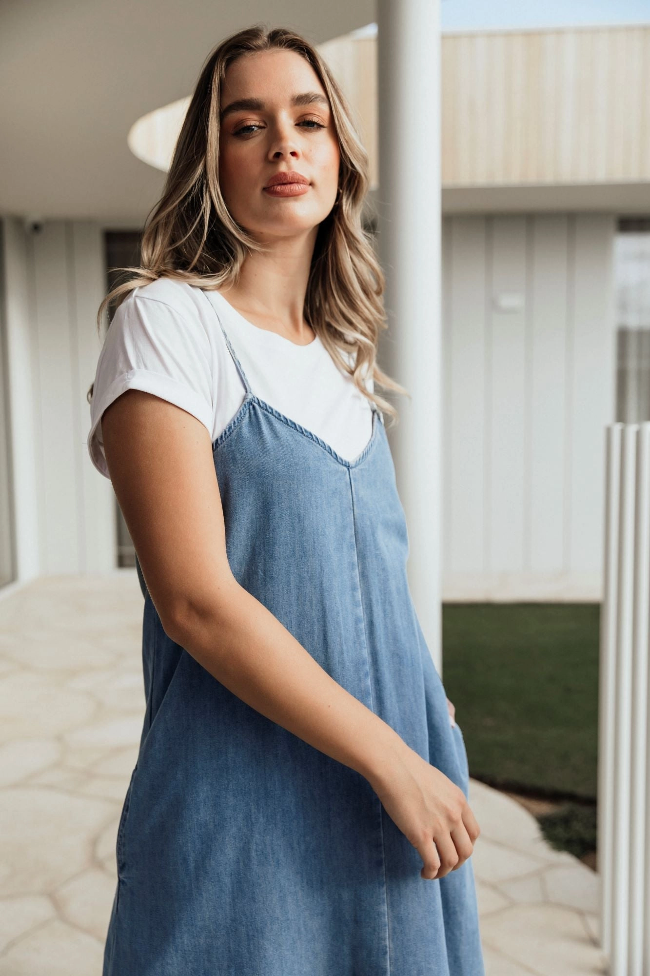 Foxwood Roma Denim Dress Mid Blue