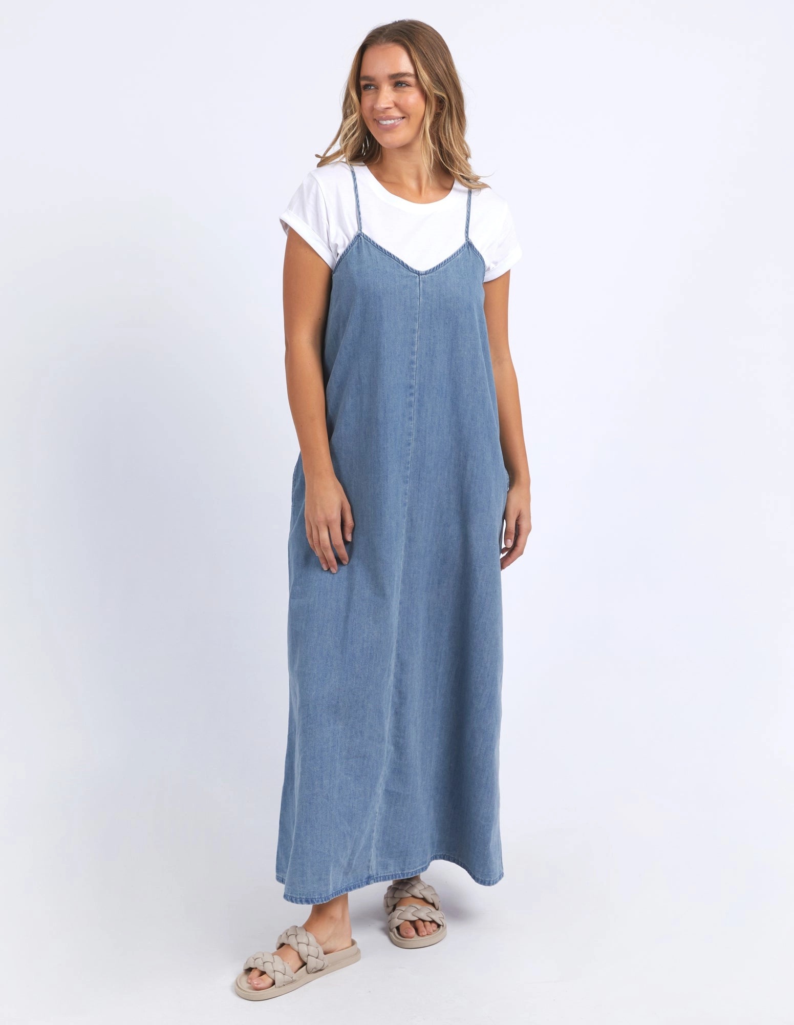 Foxwood Roma Denim Dress Mid Blue