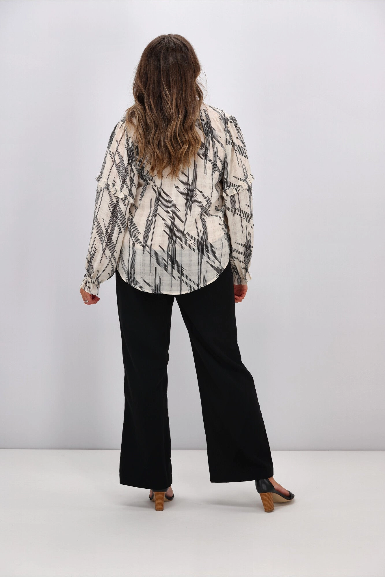 Gloss By Shine On Mia Pintuck Blouse Lines Print