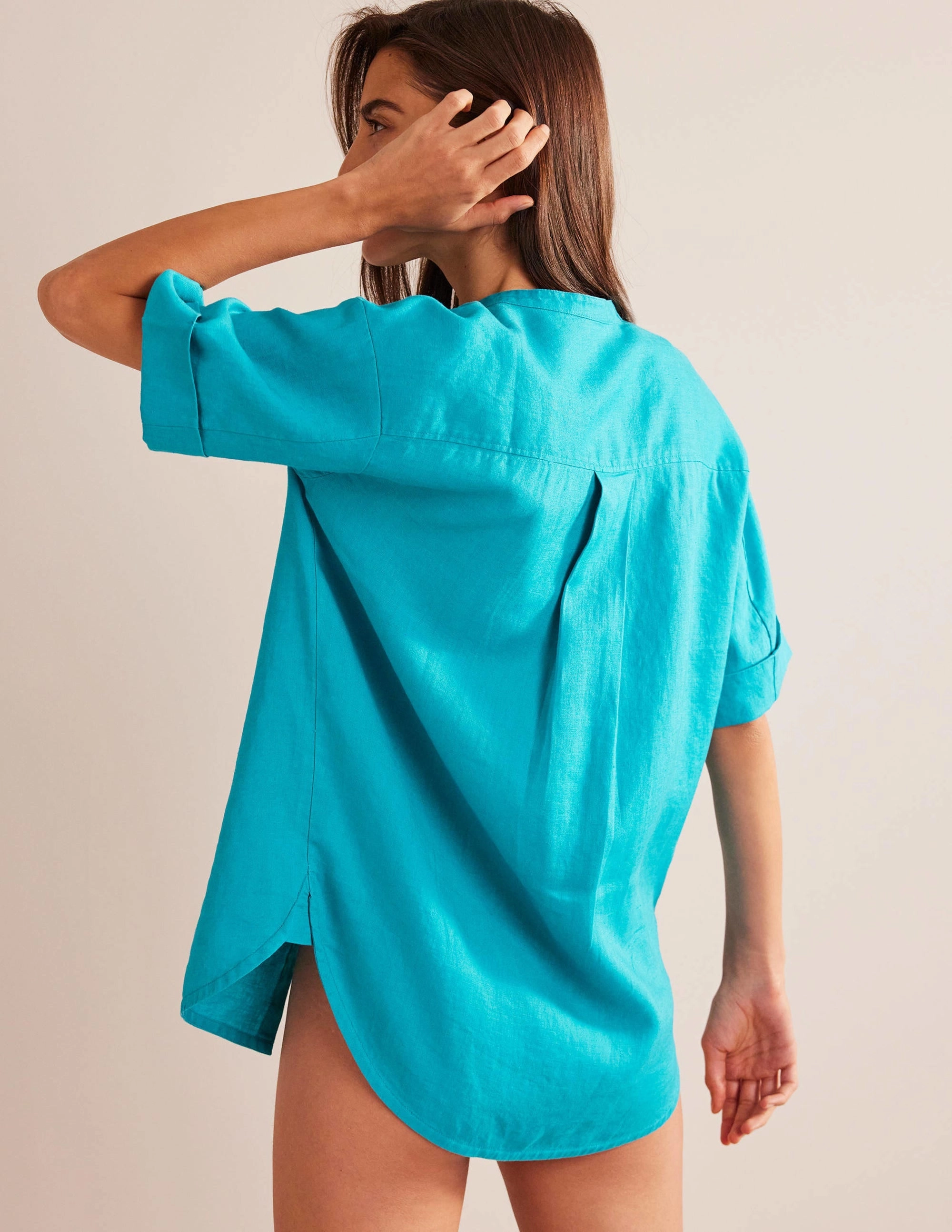 Kimono Sleeve Linen Shirt-Gemstone