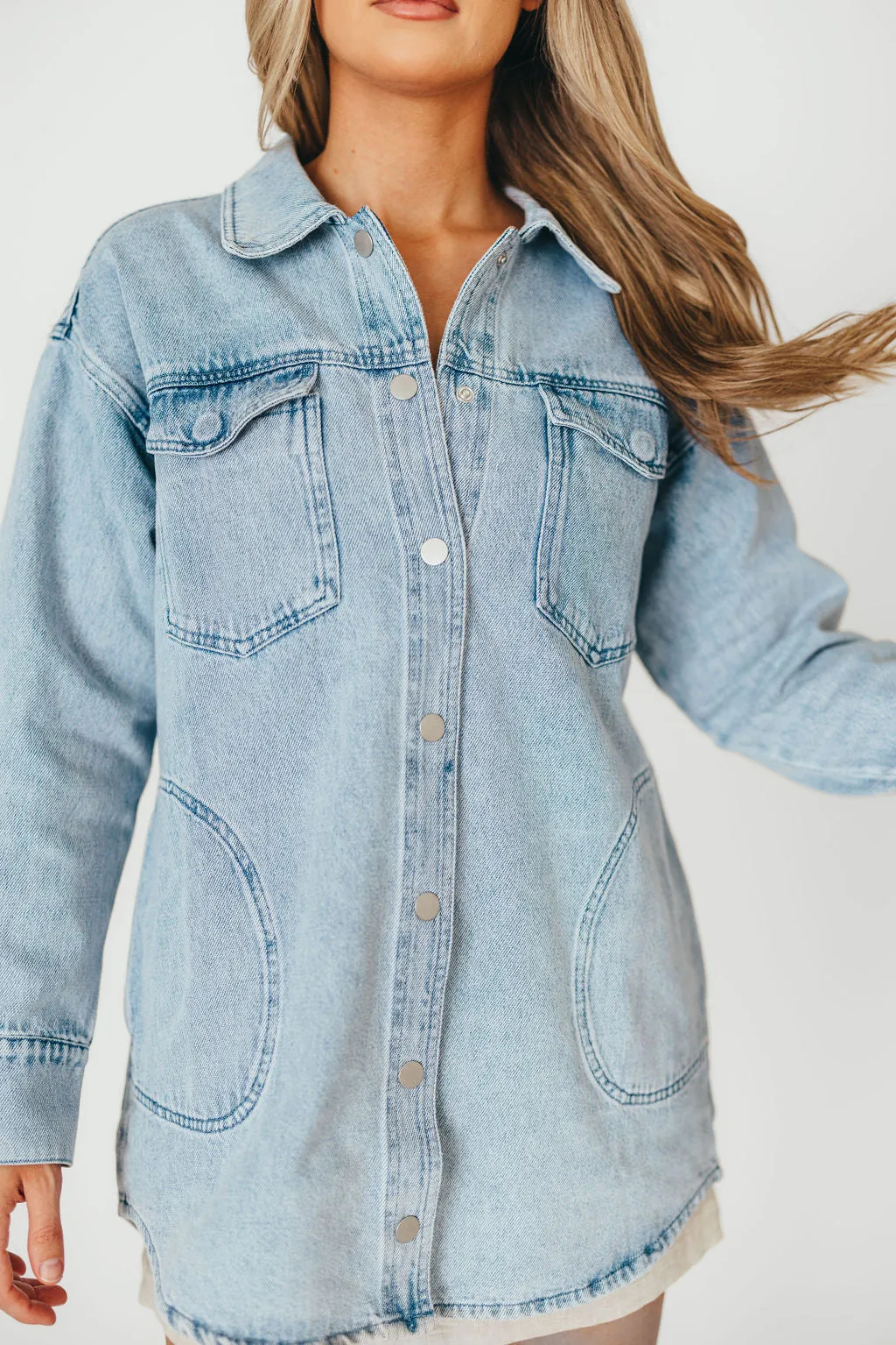 Meritt Longline Denim Jacket in Light Wash