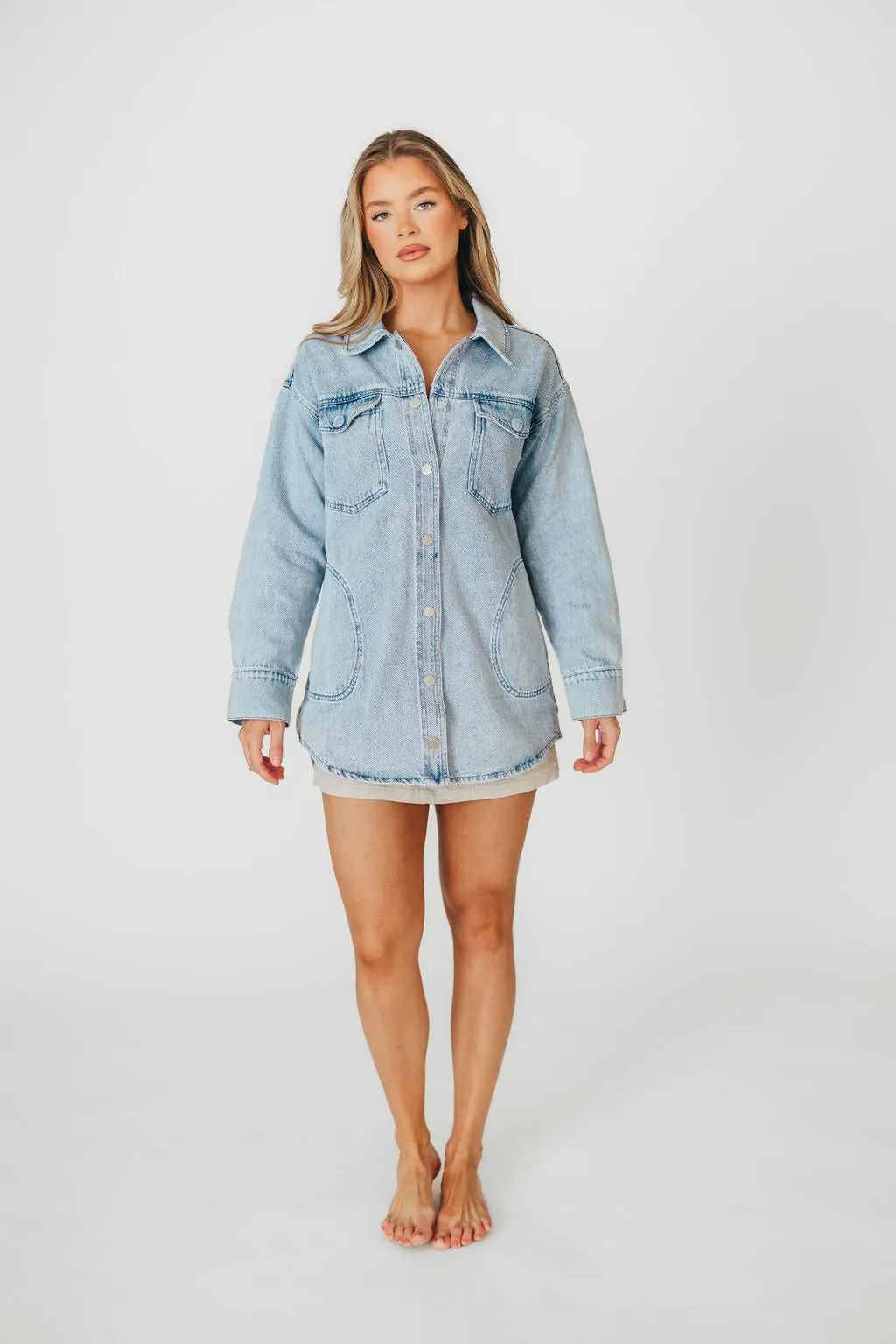 Meritt Longline Denim Jacket in Light Wash