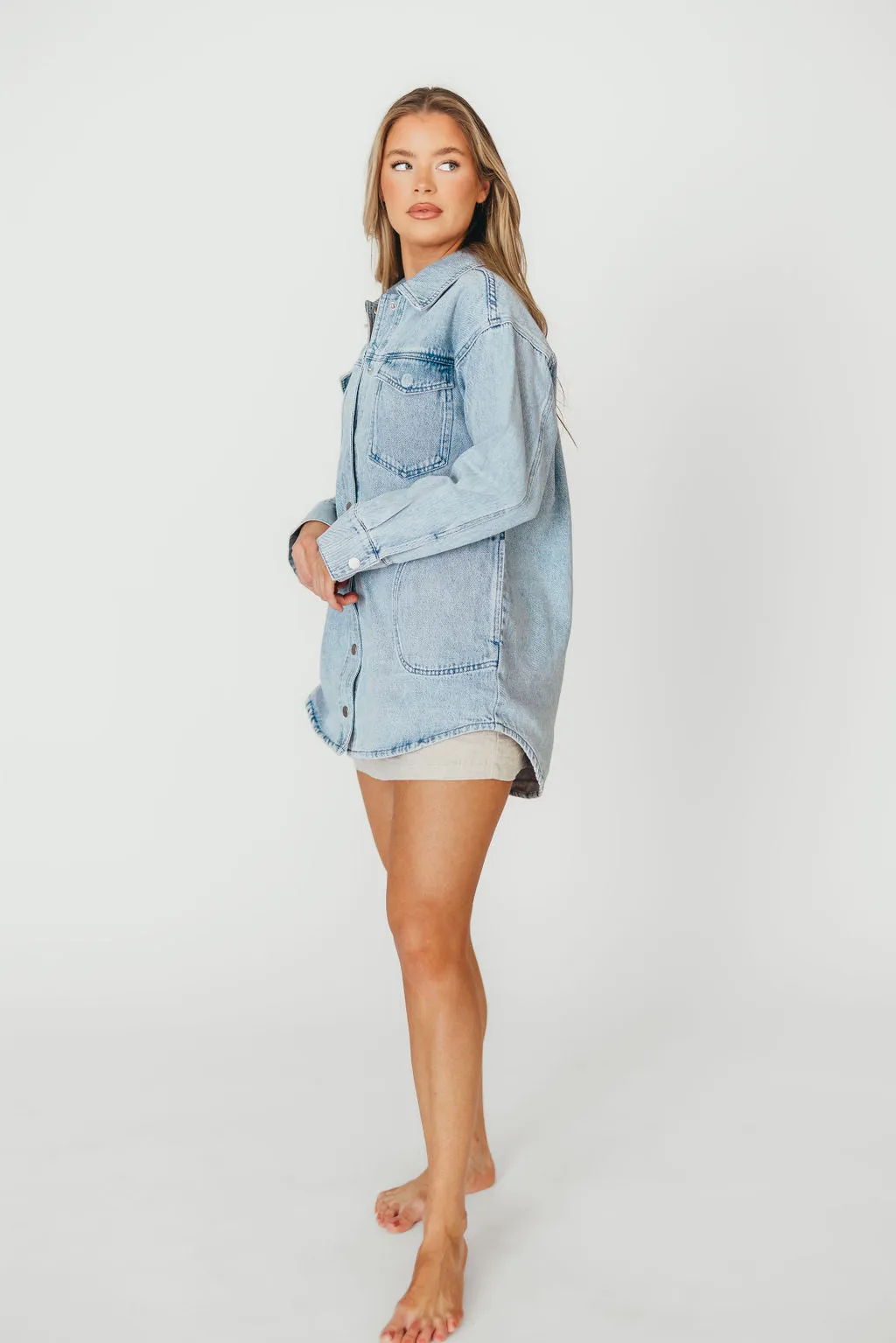 Meritt Longline Denim Jacket in Light Wash