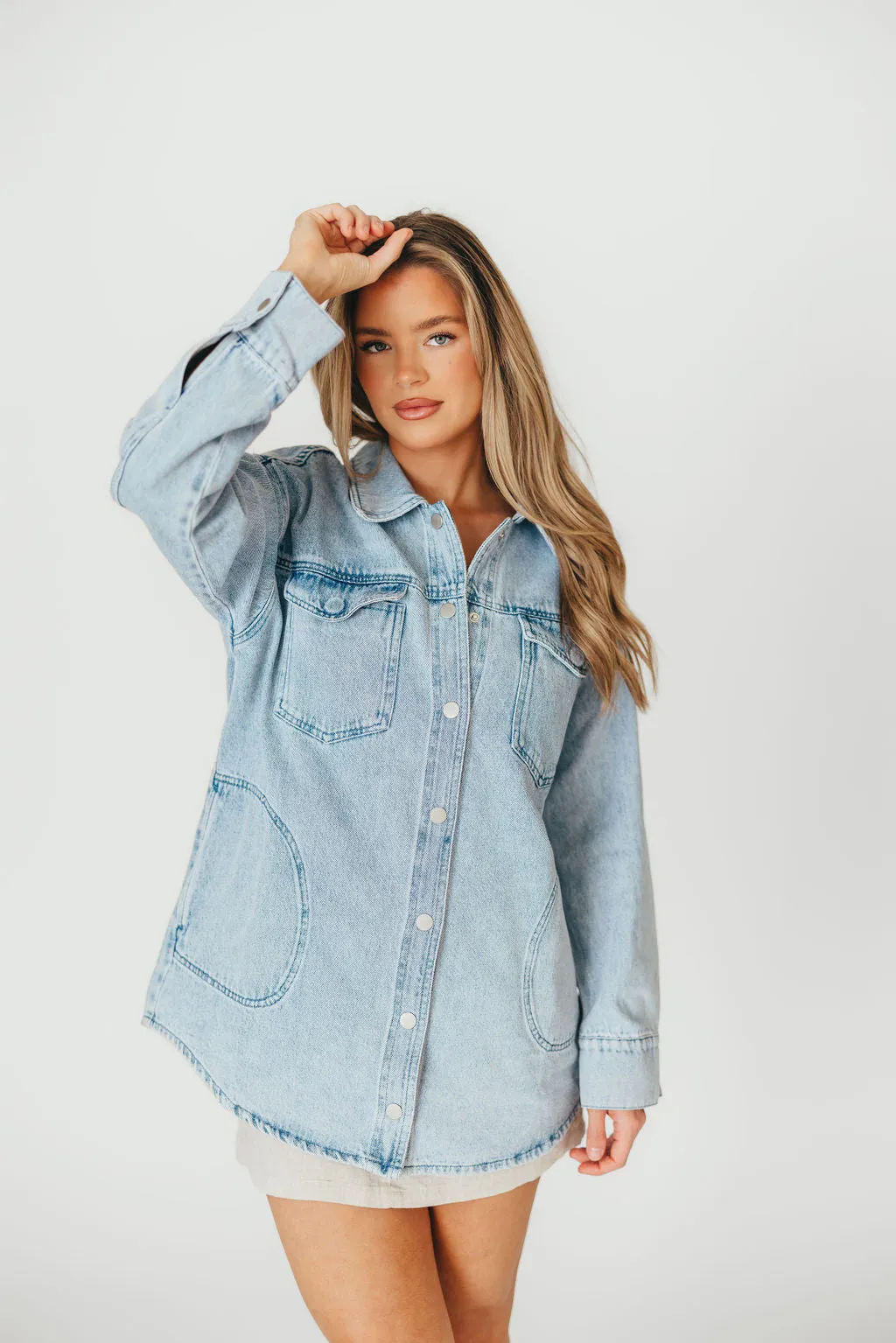 Meritt Longline Denim Jacket in Light Wash