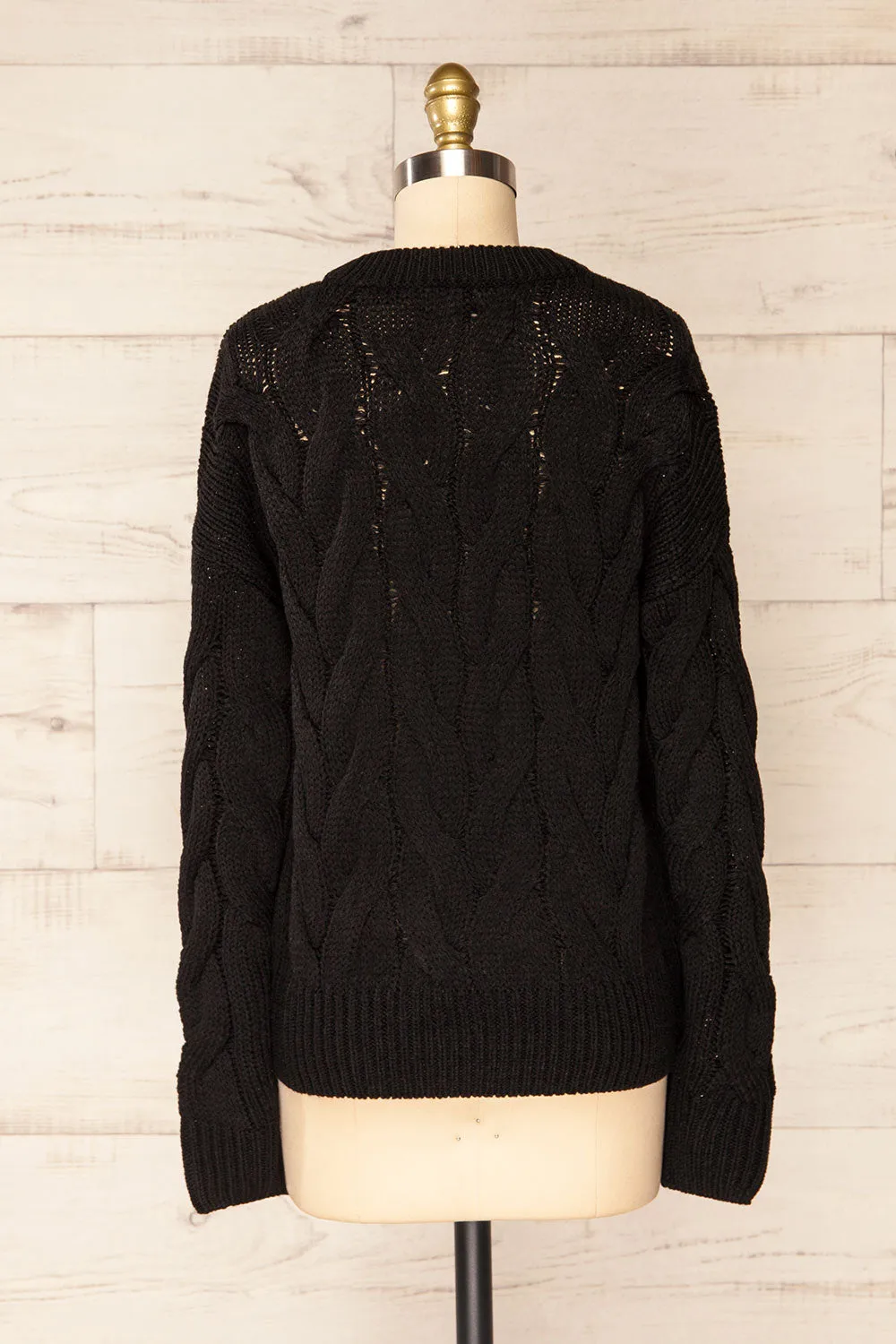 Paide Black | Cable Knit Sweater