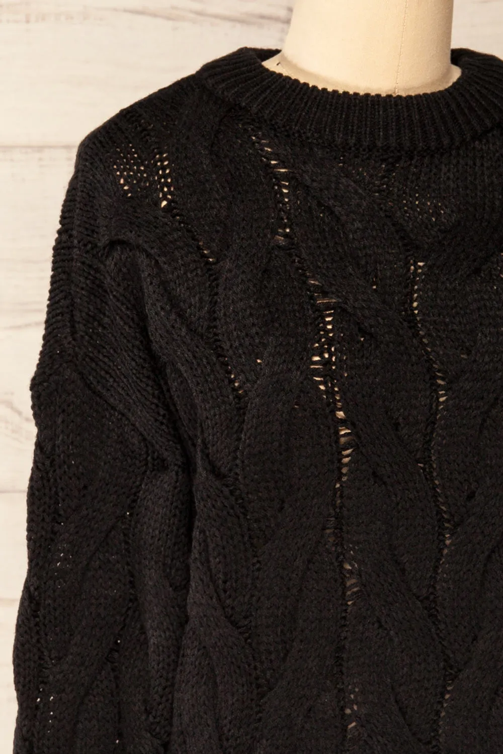 Paide Black | Cable Knit Sweater