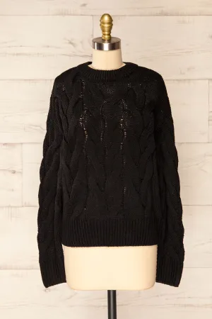 Paide Black | Cable Knit Sweater