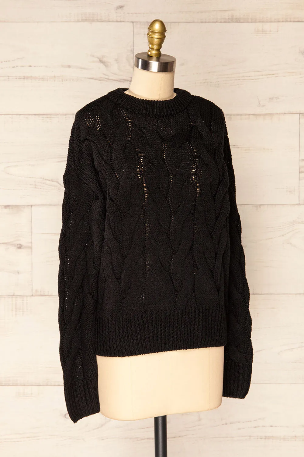 Paide Black | Cable Knit Sweater