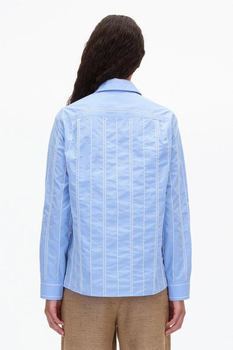 Poplin Shirt with Wave Embroidery