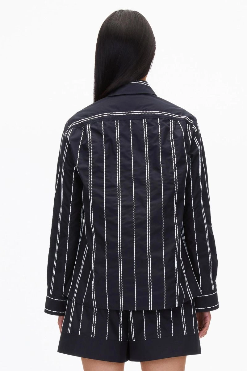 Poplin Shirt with Wave Embroidery