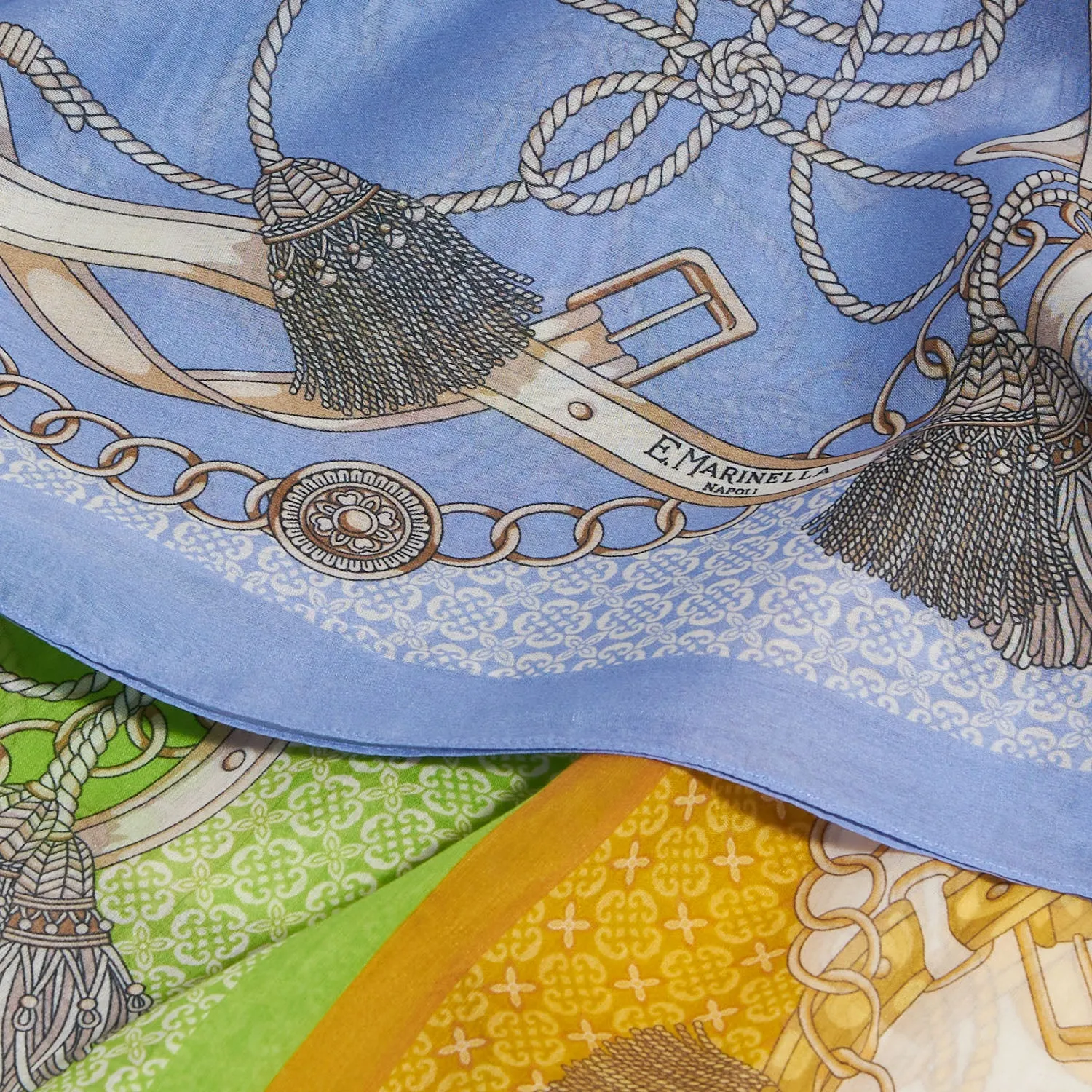 POWDER BLUE TUBULAR SCARF IN COTTON VOILE AND SILK