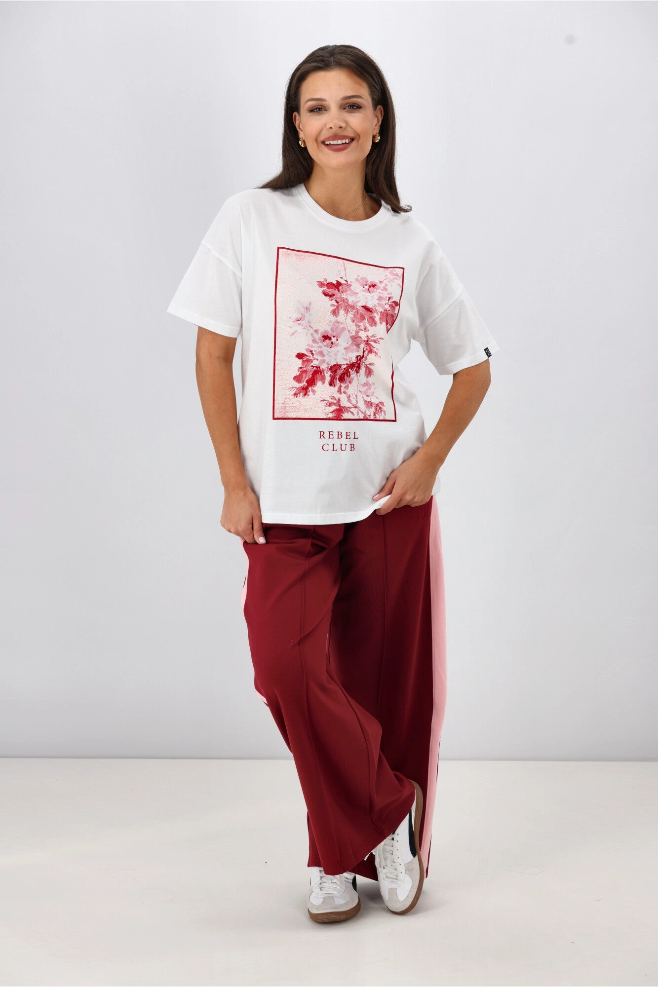 Rebel Club Floral Edge Boyfriend Tee White