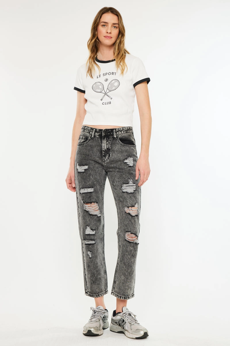 Rita High Rise Slim Straight Fit Leg Jeans