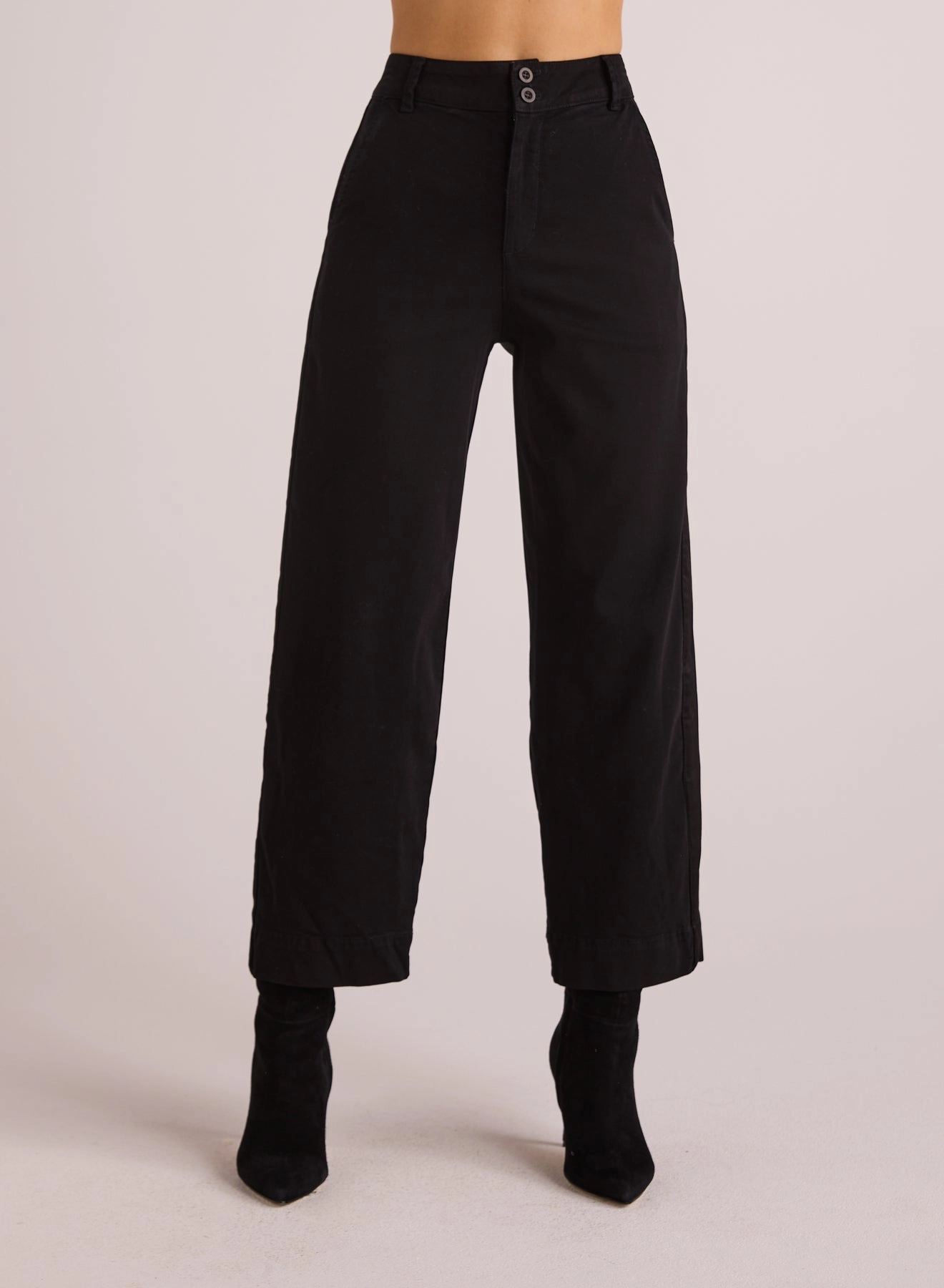 Saige Tux Stripe Crop - Black