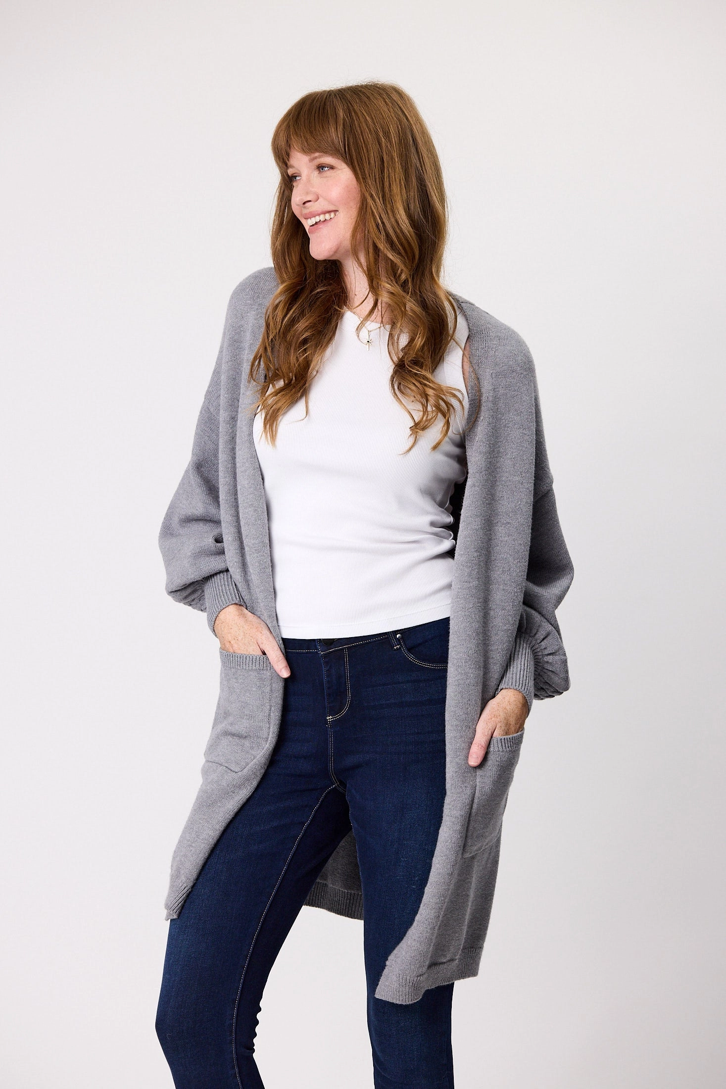 Shine On Label Wyatt Cable Knit Cardigan  Grey Marl