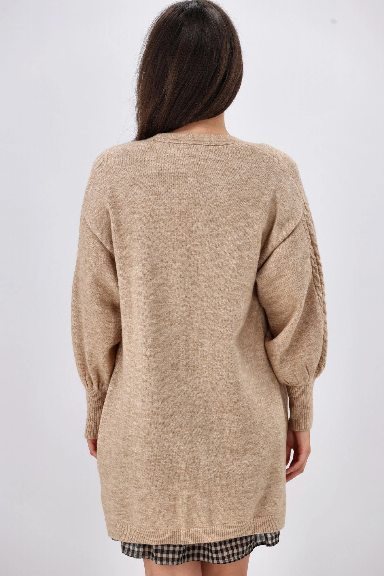 Shine On Label Wyatt Cable Knit Cardigan Oatmeal