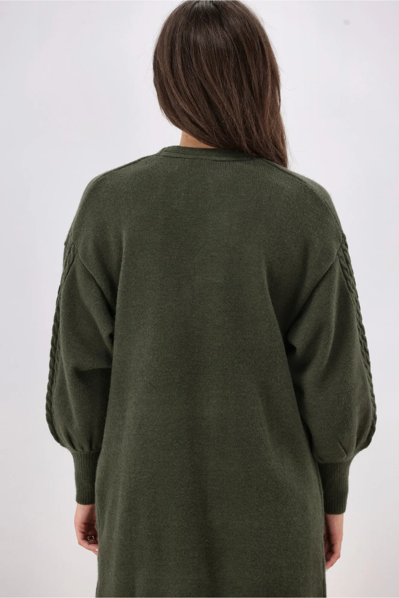Shine On Label Wyatt Cable Knit Cardigan Olive