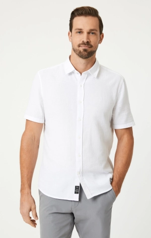 SHORT SLEEVE BUTTON-UP SHIRT IN WHITE
