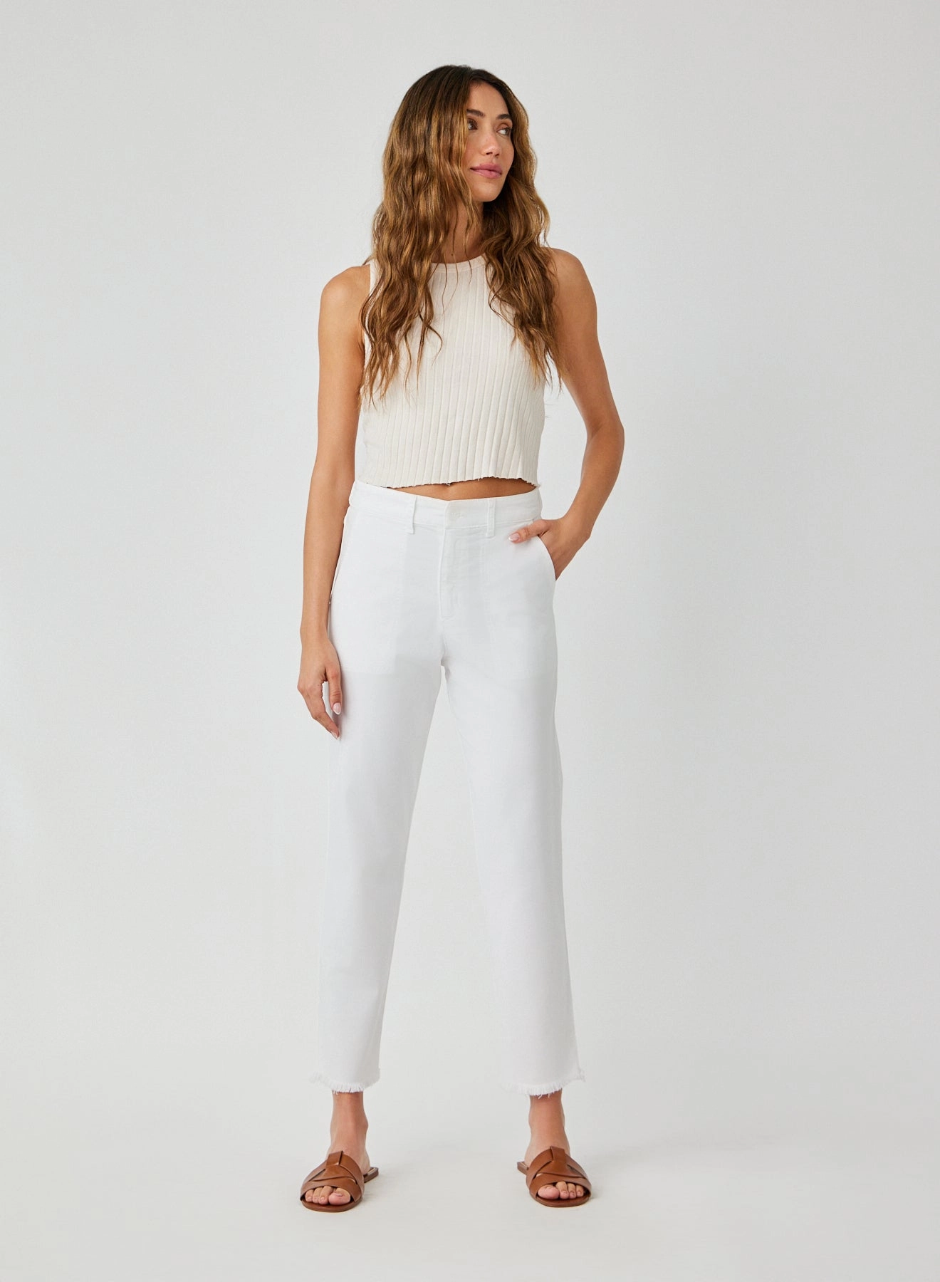 Sonny Fray Utility Pant  - White