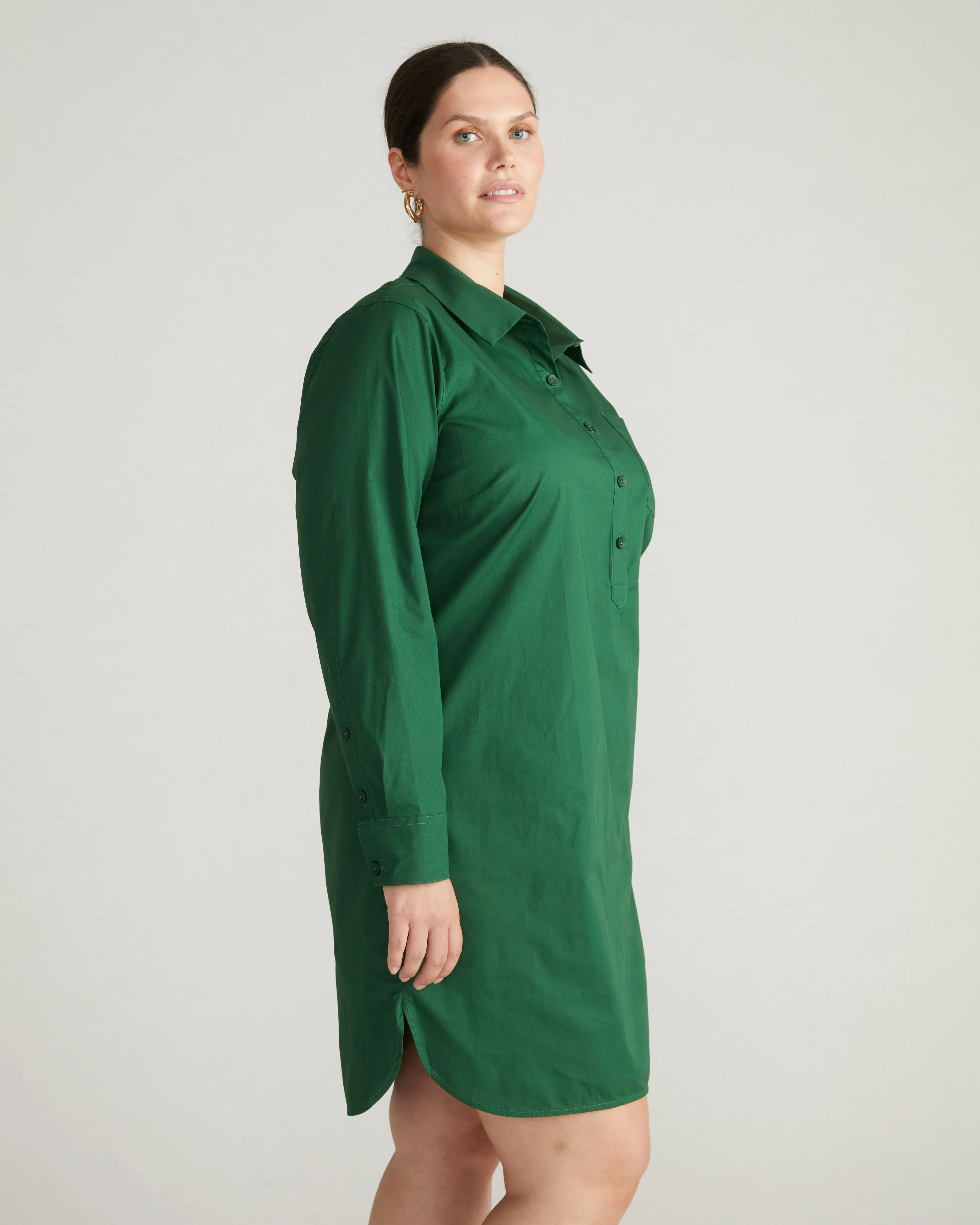 Stretch Poplin Rubicon Shirtdress - Kelly Green