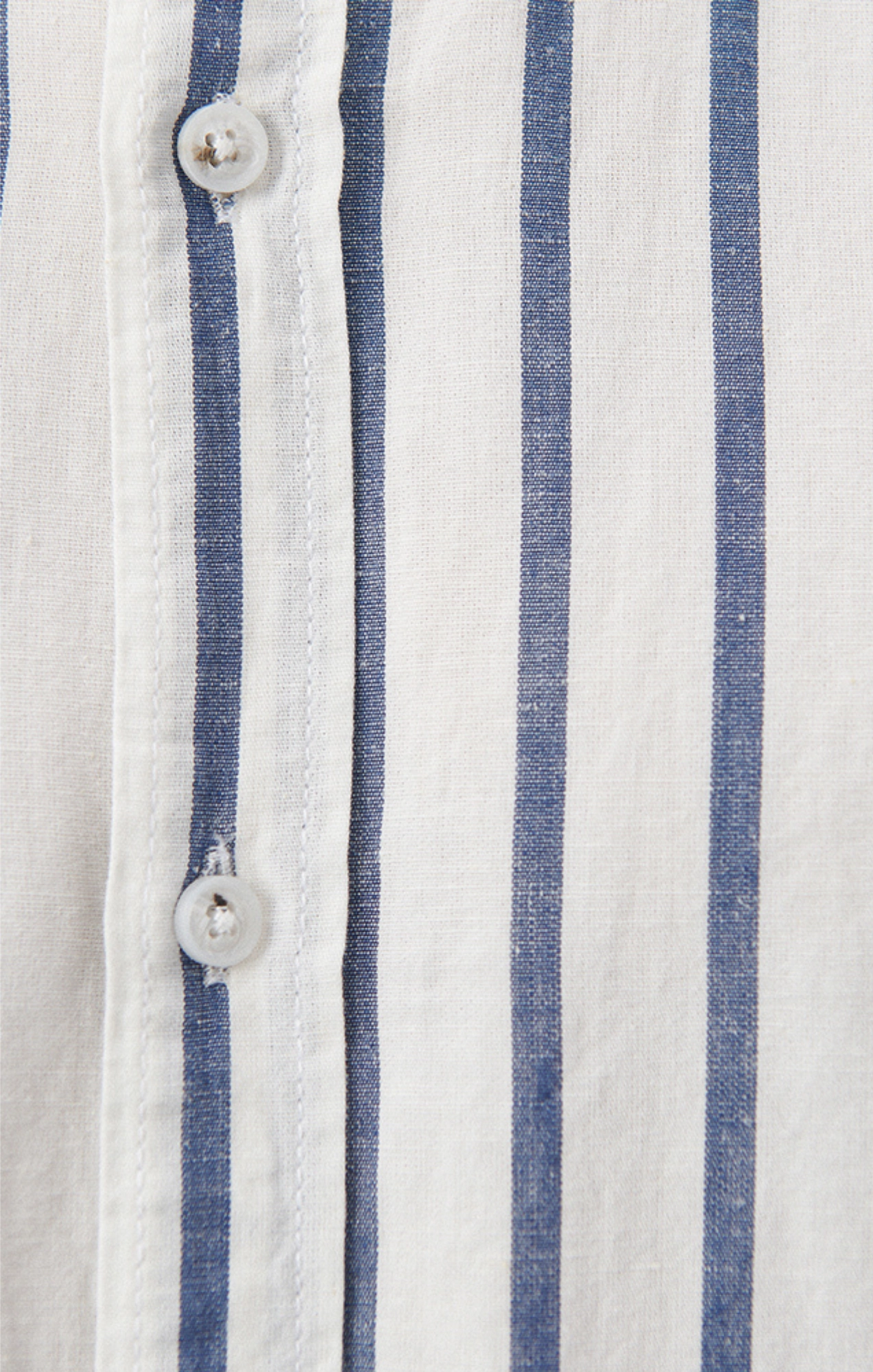 STRIPED BUTTON-UP LONG SLEEVE SHIRT IN DARK DENIM WHITE STRIPE