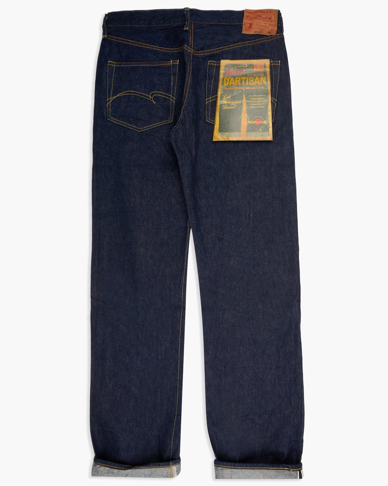 Studio D'Artisan SD-801 15oz Natural Indigo Selvedge Regular Straight Mens Jeans - Onewash