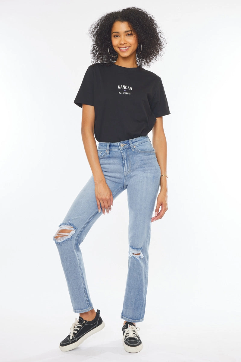 Sultana High Rise Slim Straight Leg Jeans