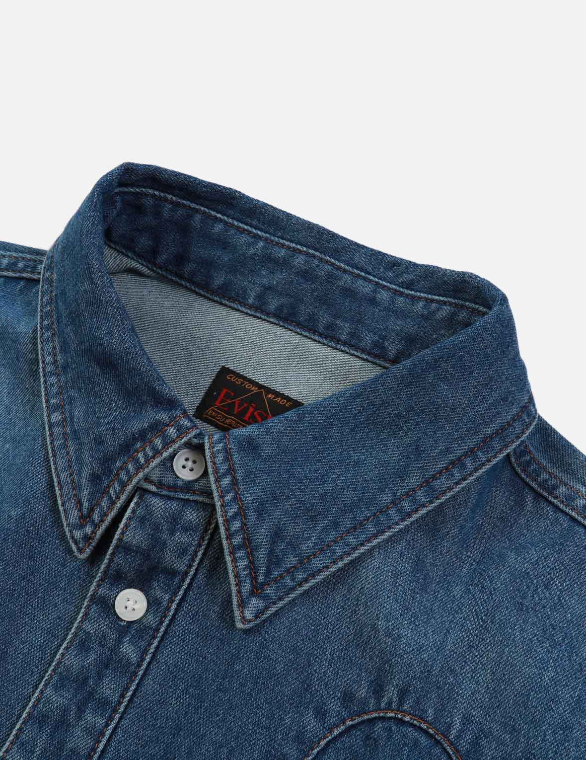 Taiko Daruma Print Denim Shirt