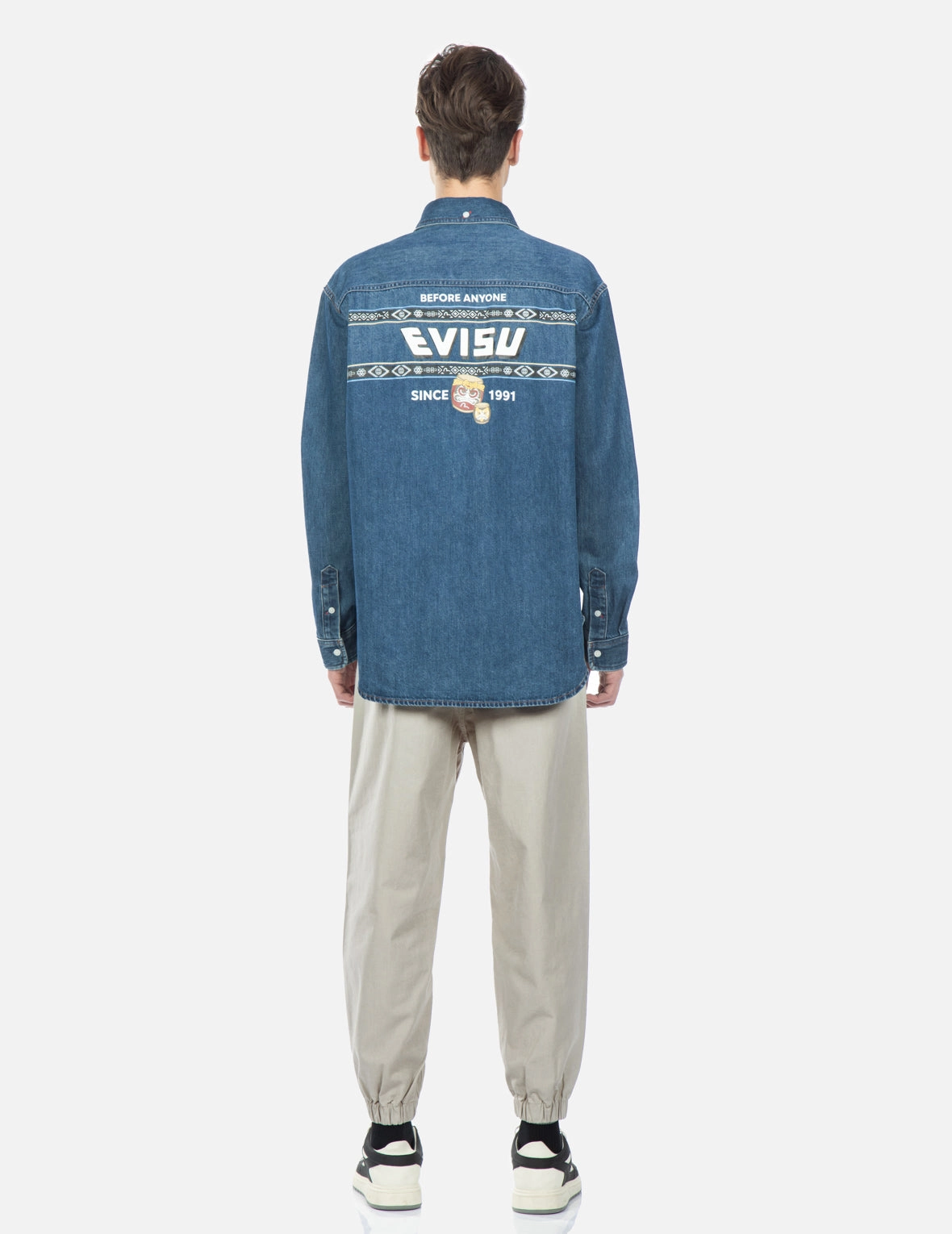Taiko Daruma Print Denim Shirt