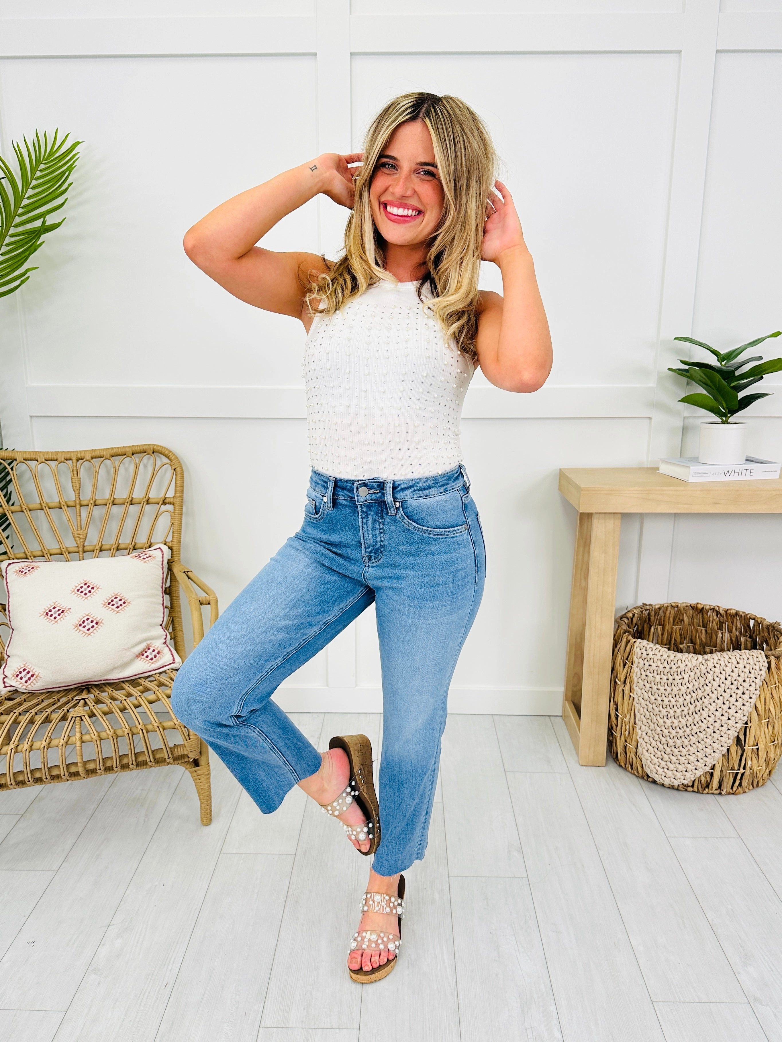 Take The Bait Slim Straight Cropped Jeans With Tummy Control