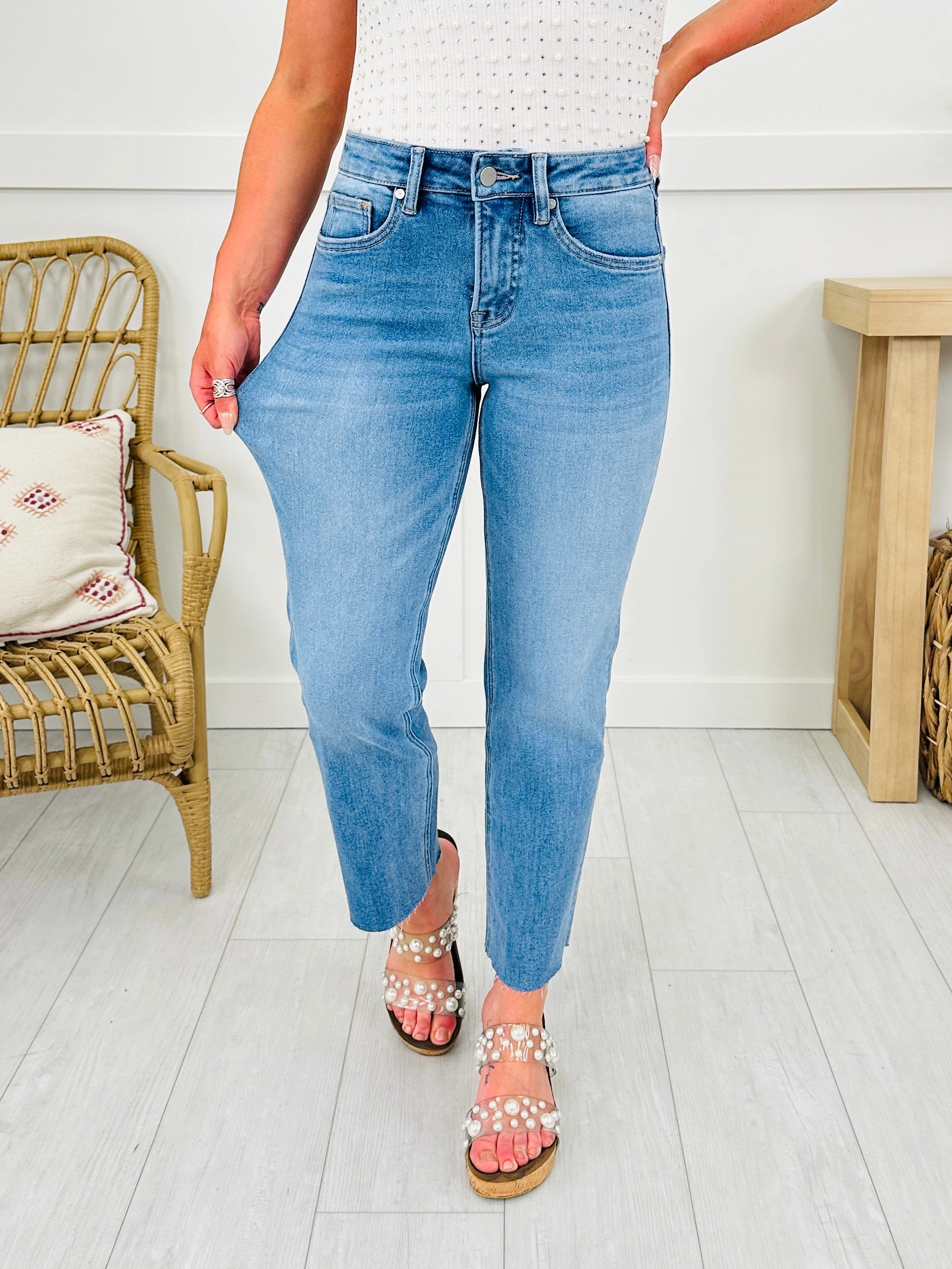 Take The Bait Slim Straight Cropped Jeans With Tummy Control