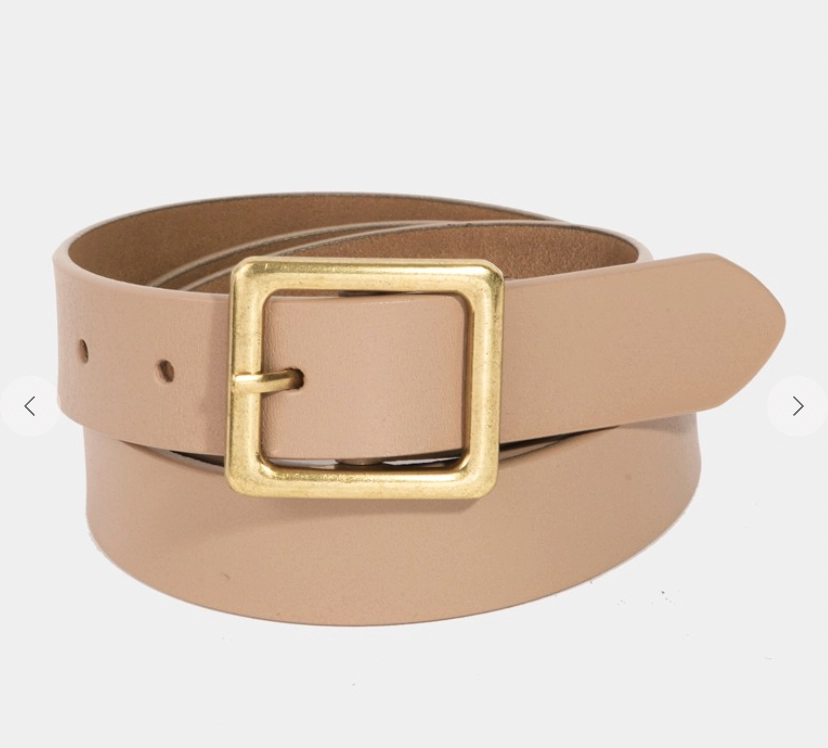 Tan Brushed Gold Metal Belt