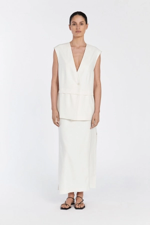 TAYLOR OFF WHITE SPLIT MIDI SKIRT