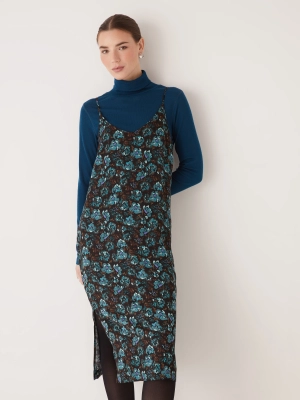 The Satin Slip Dress in Dark Green